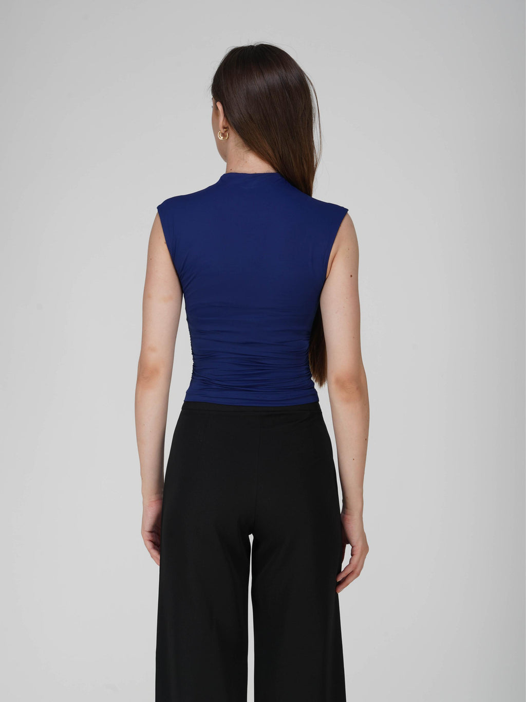 Blue Collared Yoke Top - Beam Tee (Navy)