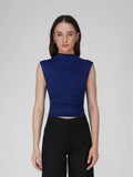 Blue Collared Yoke Top - Beam Tee (Navy)