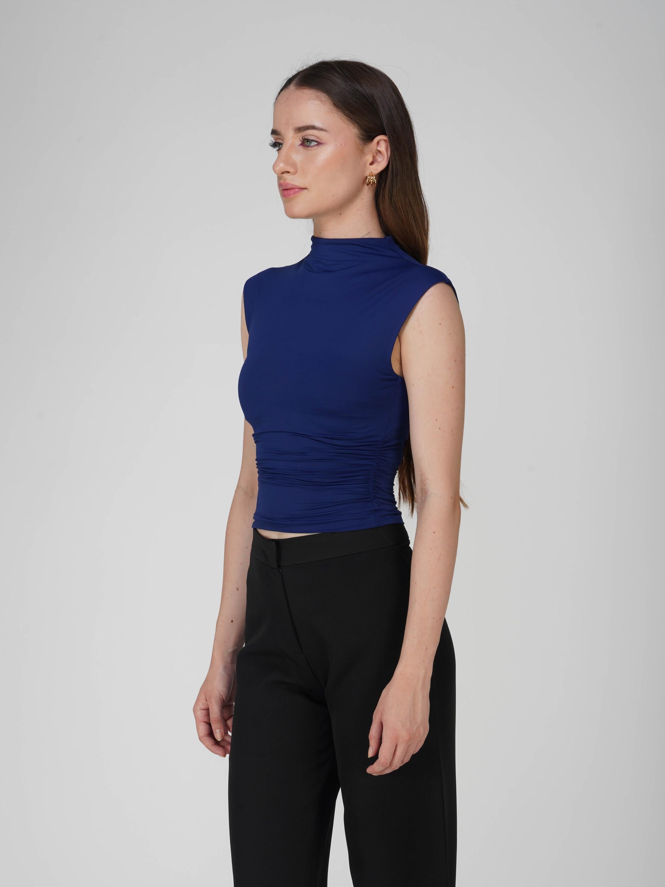 Blue Collared Yoke Top - Beam Tee (Navy)