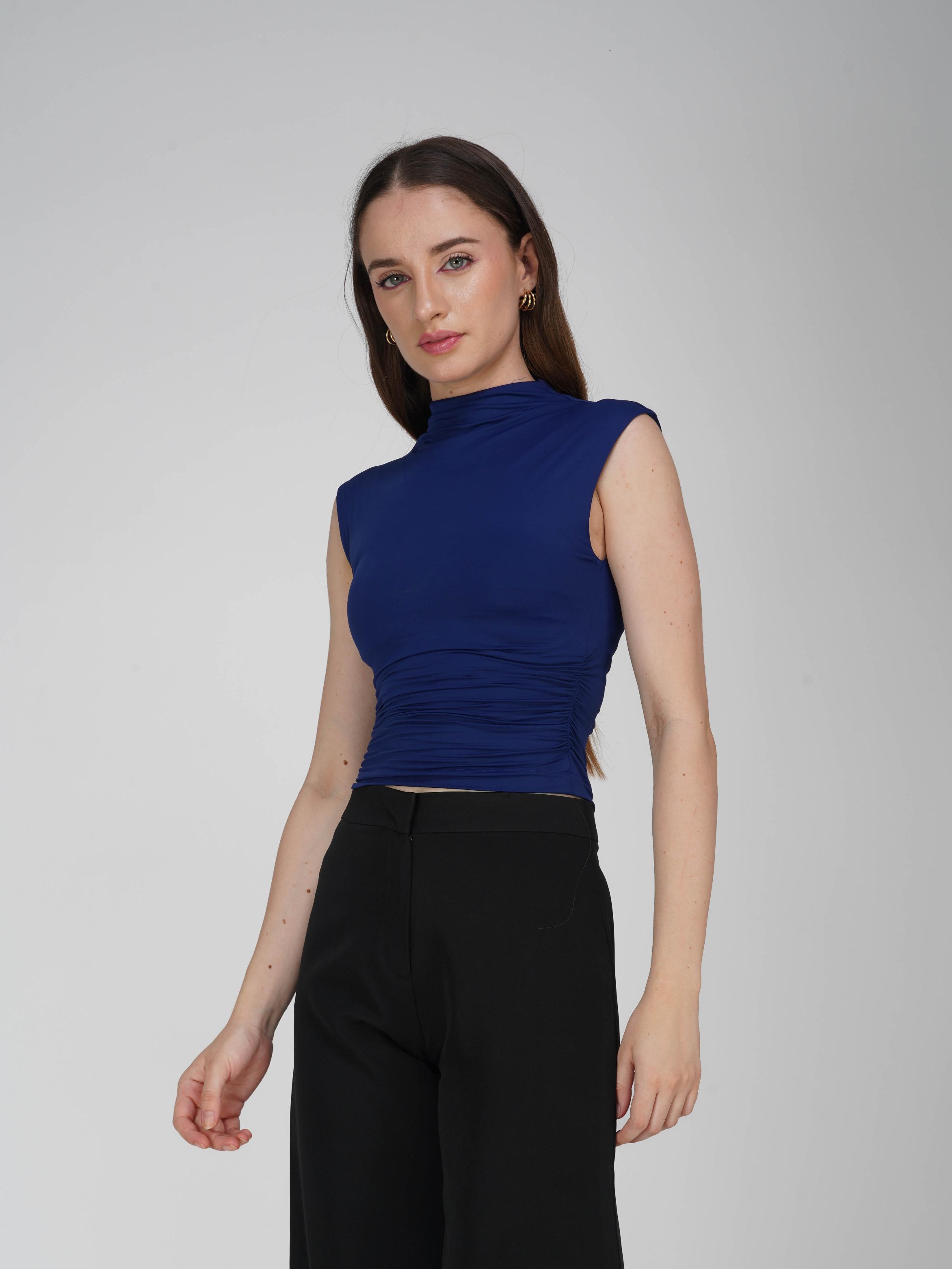 Blue Collared Yoke Top - Beam Tee (Navy)