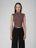 Brown Collared Yoke Top  - Beam Tee (Coco)