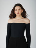 Black Off-Shoulder Bodysuit - Glaze Bodysuit (Onyx)