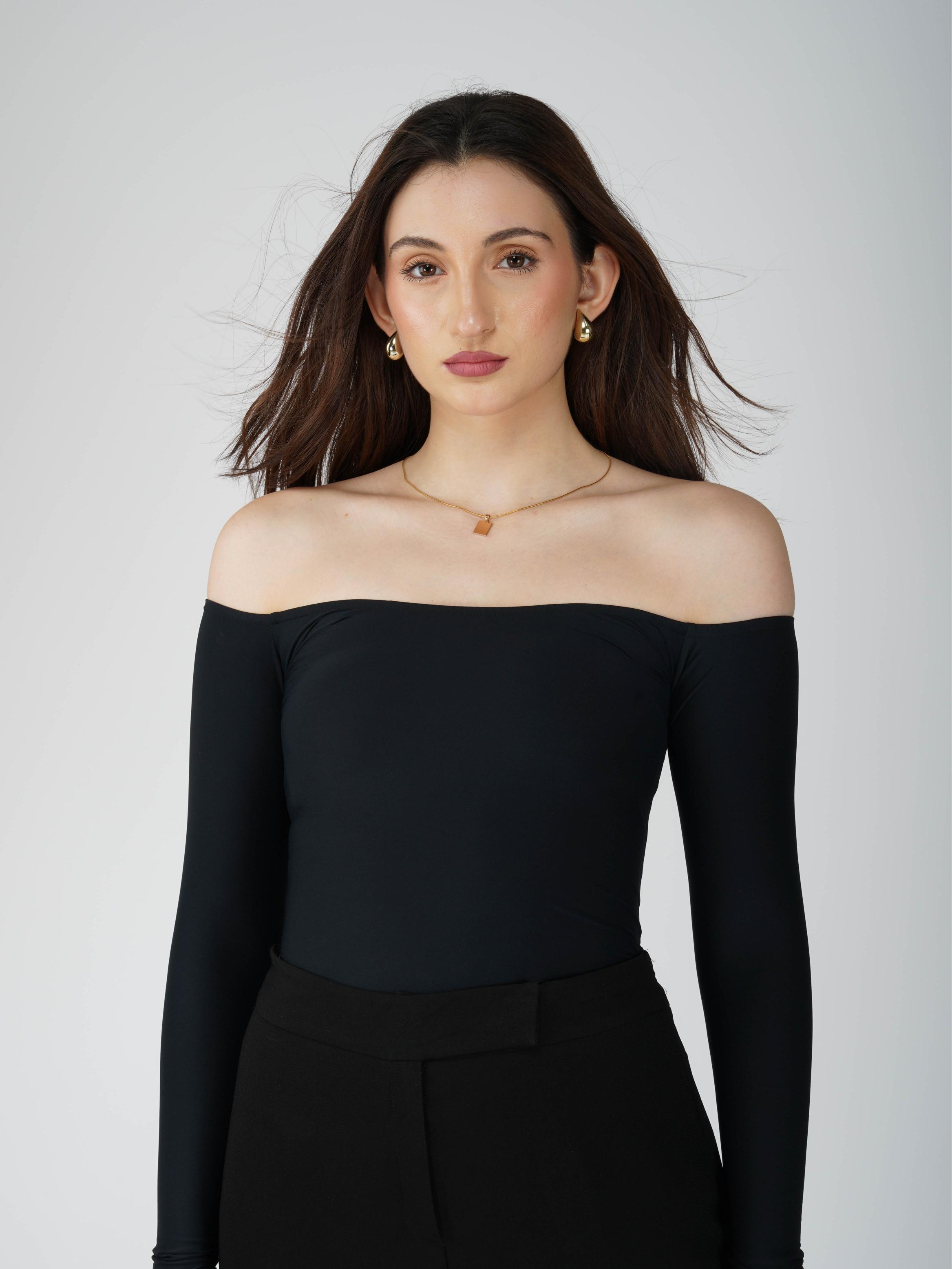 Black Off-Shoulder Bodysuit - Glaze Bodysuit (Onyx)