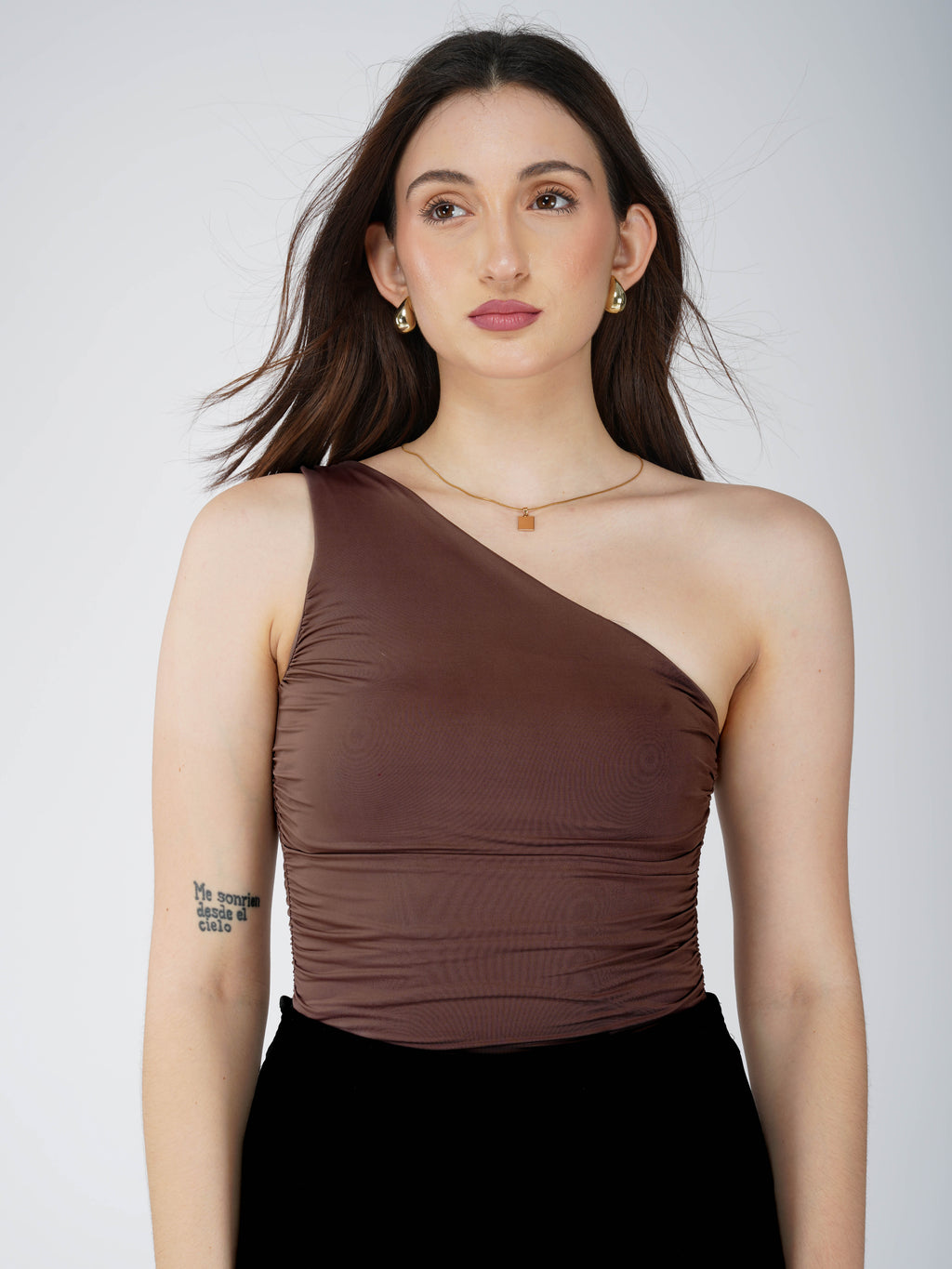 Brown One Shoulder Bodysuit - Halo Bodysuit (Coco)