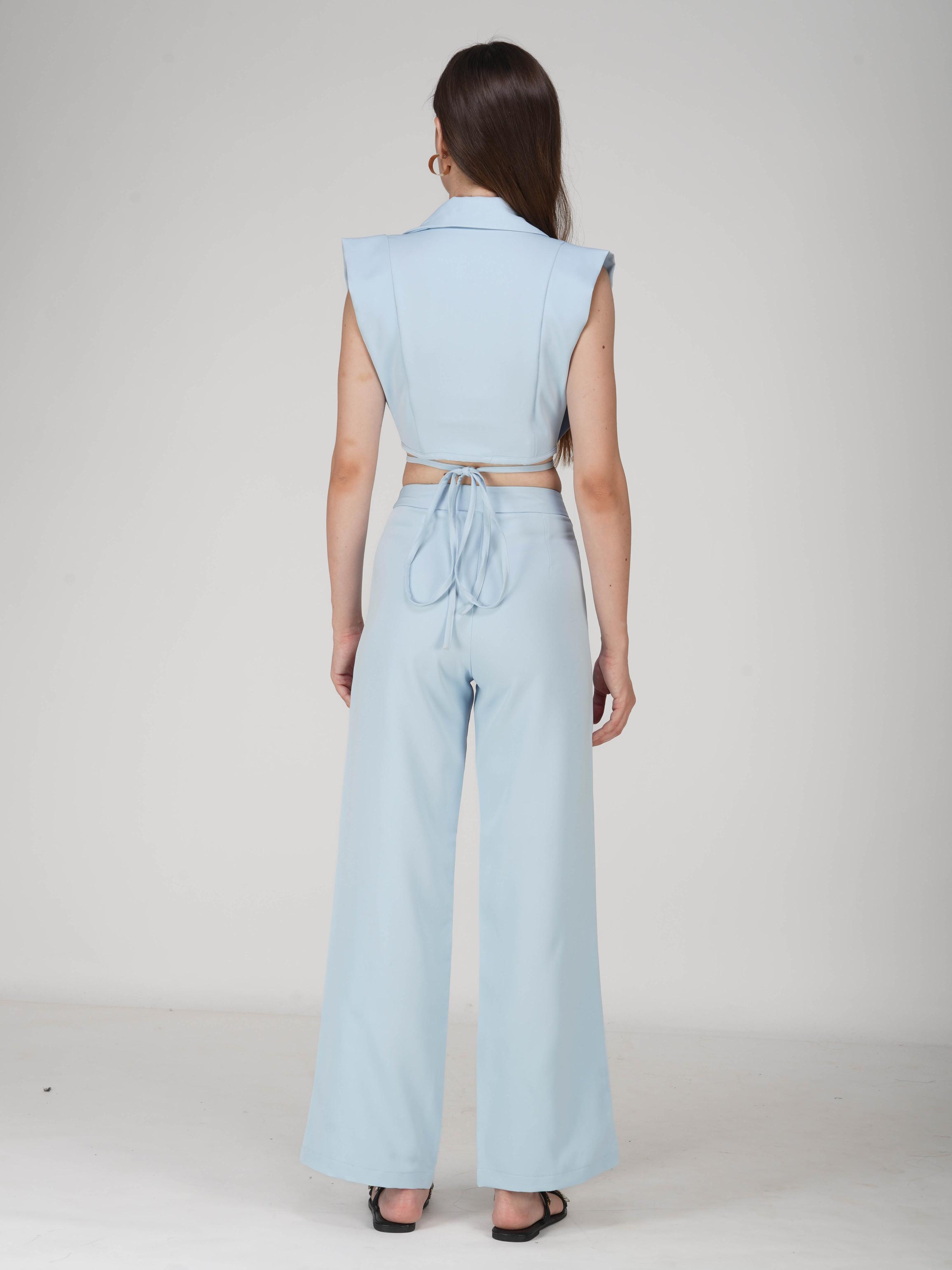 Blue Overlap Crop Blazer Set - Lucid Set (Sky)