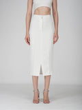 White Tailored Slit Skirt - Tide Skirt (Dove)