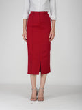 Red Tailored Slit Skirt - Tide Skirt (Cherry)