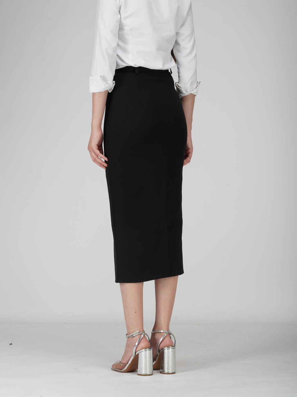 Black Tailored Slit Skirt - Tide Skirt (Onyx)
