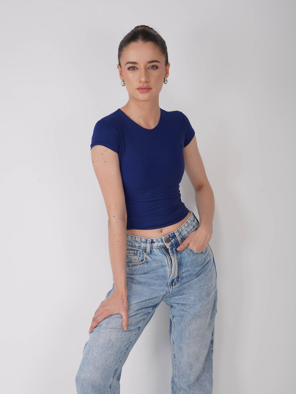 Blue Double Layered Fitted Tee - Drift Tee (Navy)