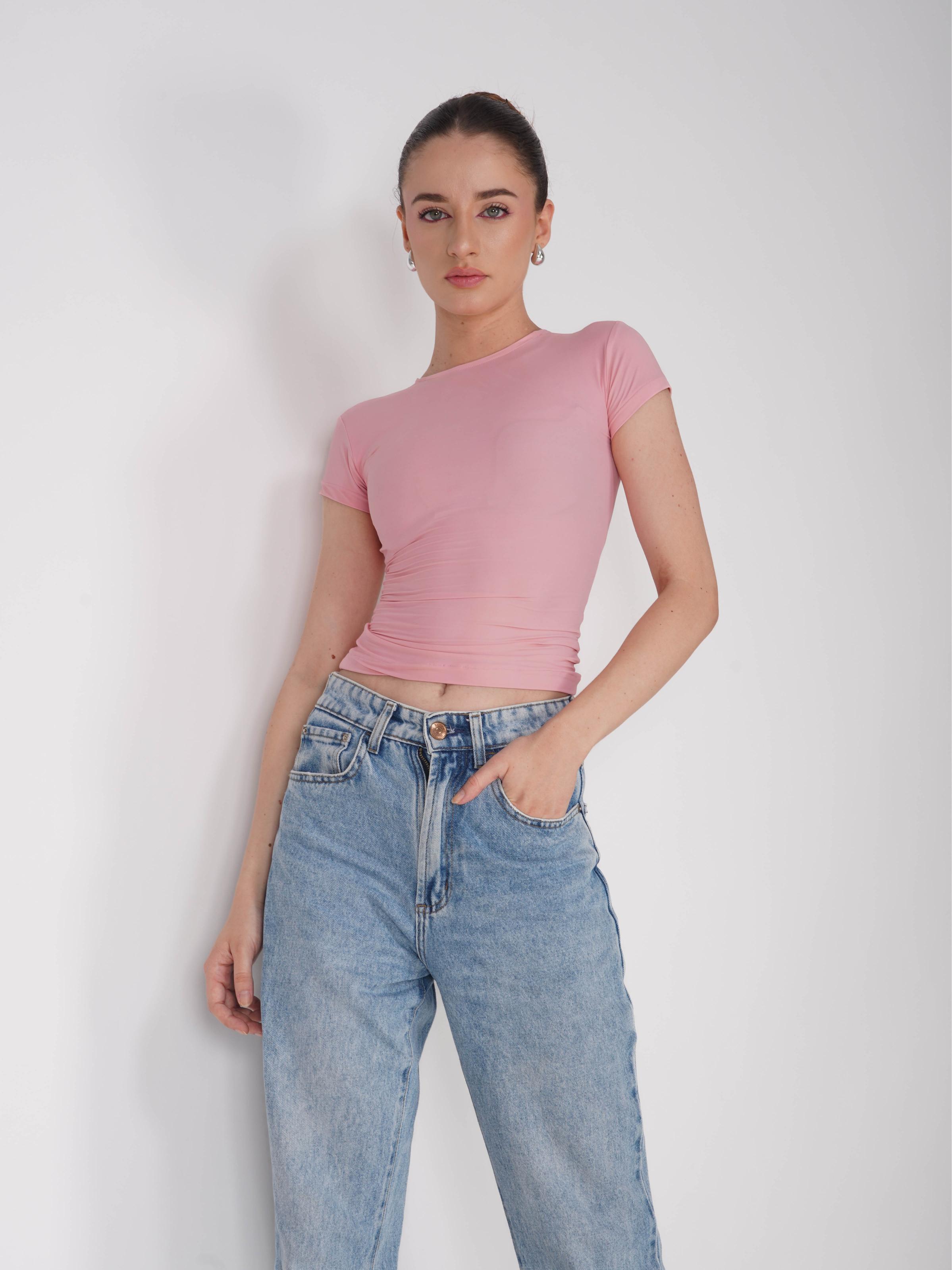 Pink Double Layered Fitted Tee - Drift Tee (Flamingo)