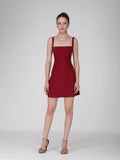 Red Square Neck Dress - Shade Dress (Cherry)