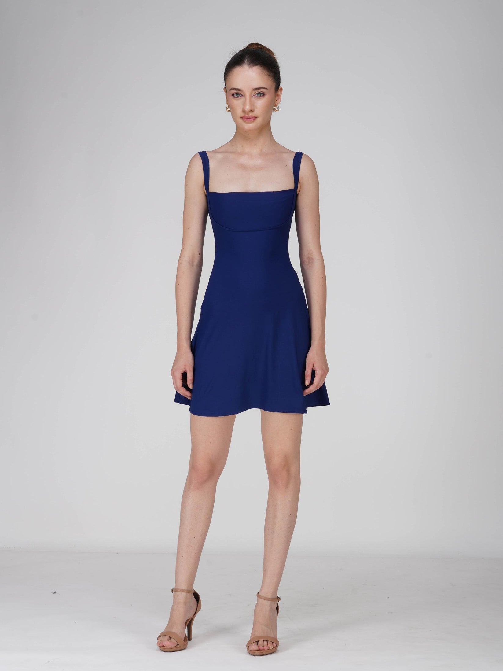Blue Square Neck Dress