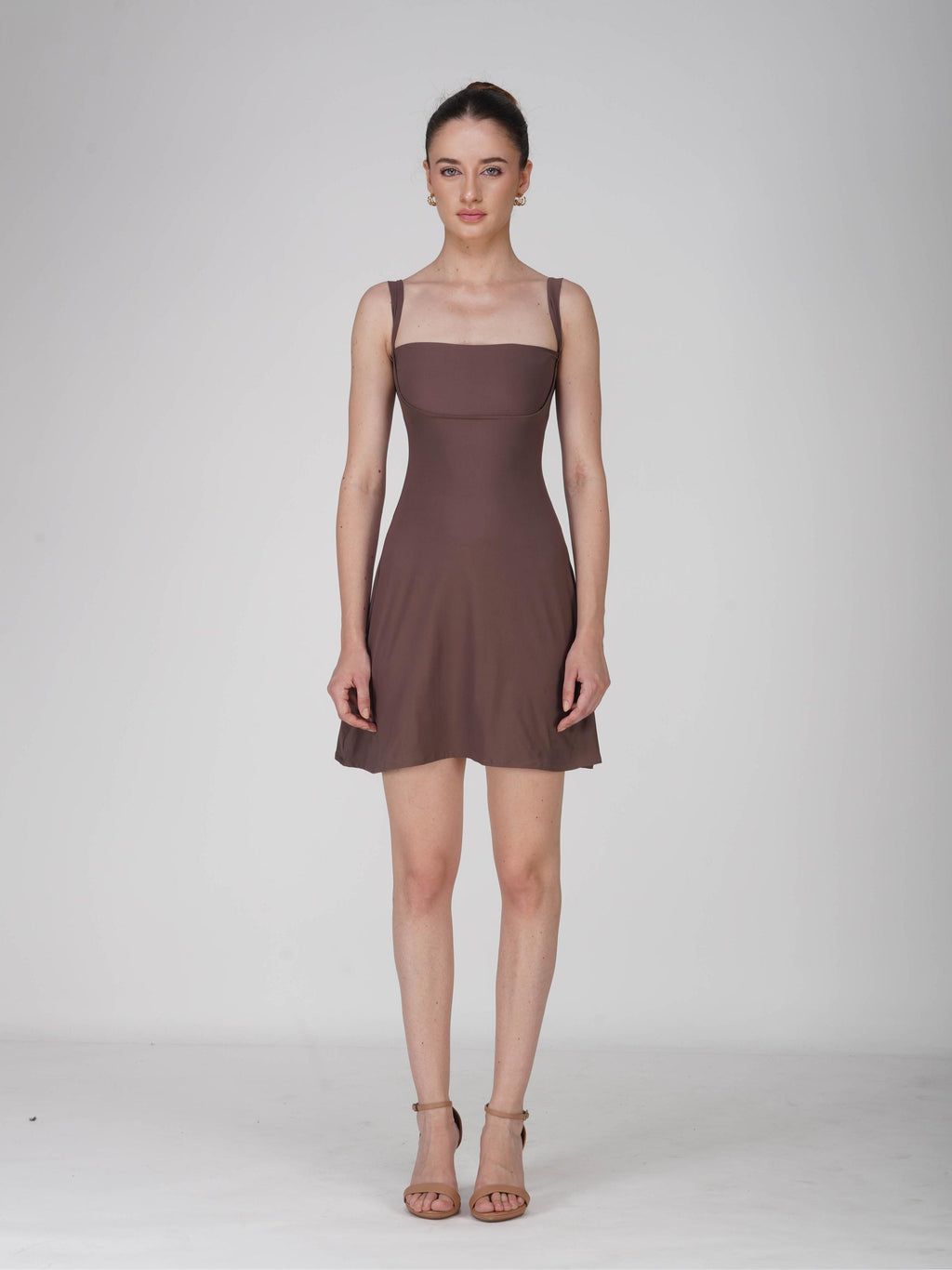 Brown Square Neck Dress - Shade Dress (Coco)