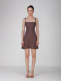 Brown Square Neck Dress - Shade Dress (Coco)