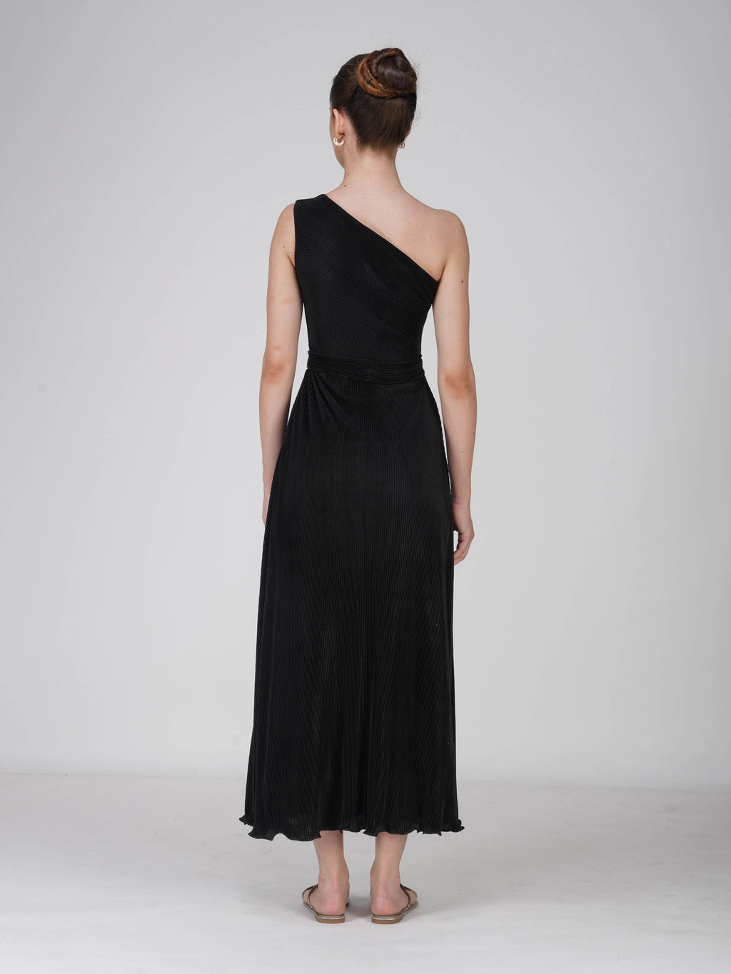 Black One-Shoulder Maxi Dress - Sun Dress (Onyx)
