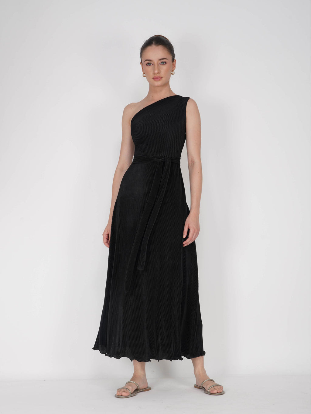 Black One-Shoulder Maxi Dress - Sun Dress (Onyx)