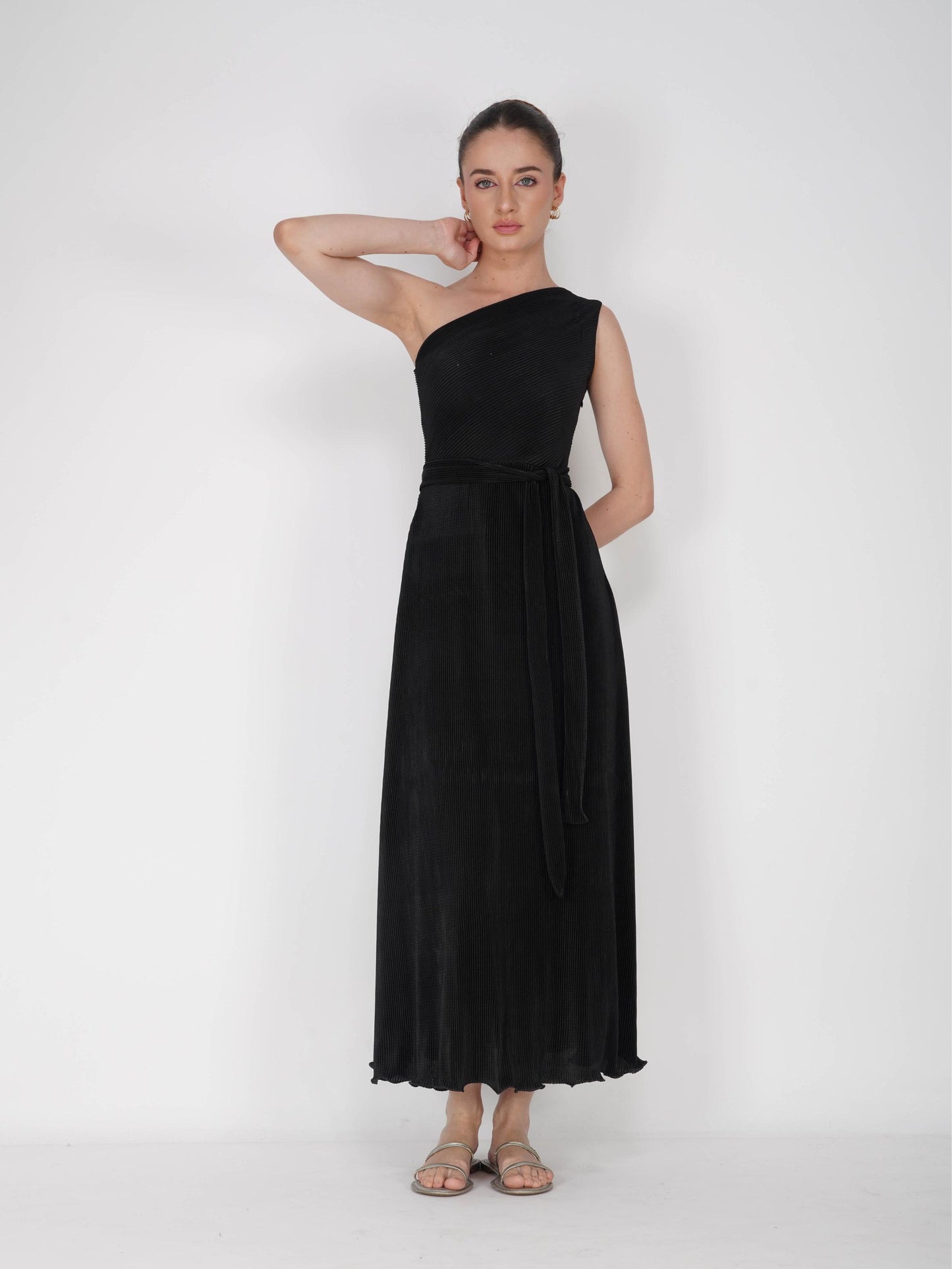 Black One-Shoulder Maxi Dress