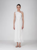 White One-Shoulder Maxi Dress - Sun Dress (Dove)