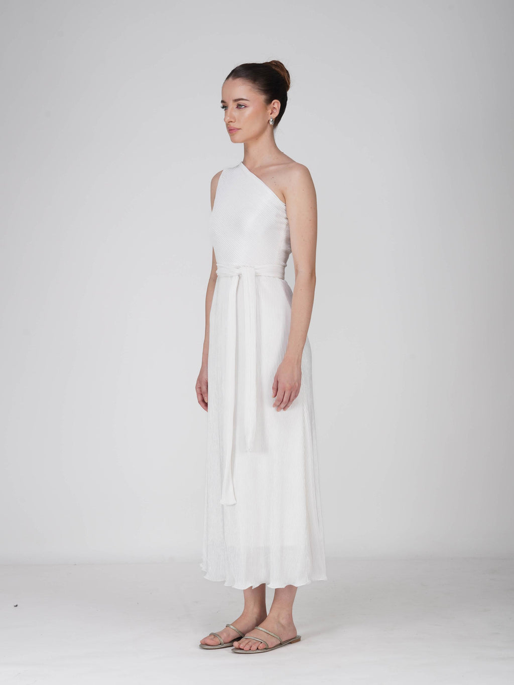 White One-Shoulder Maxi Dress - Sun Dress (Dove)
