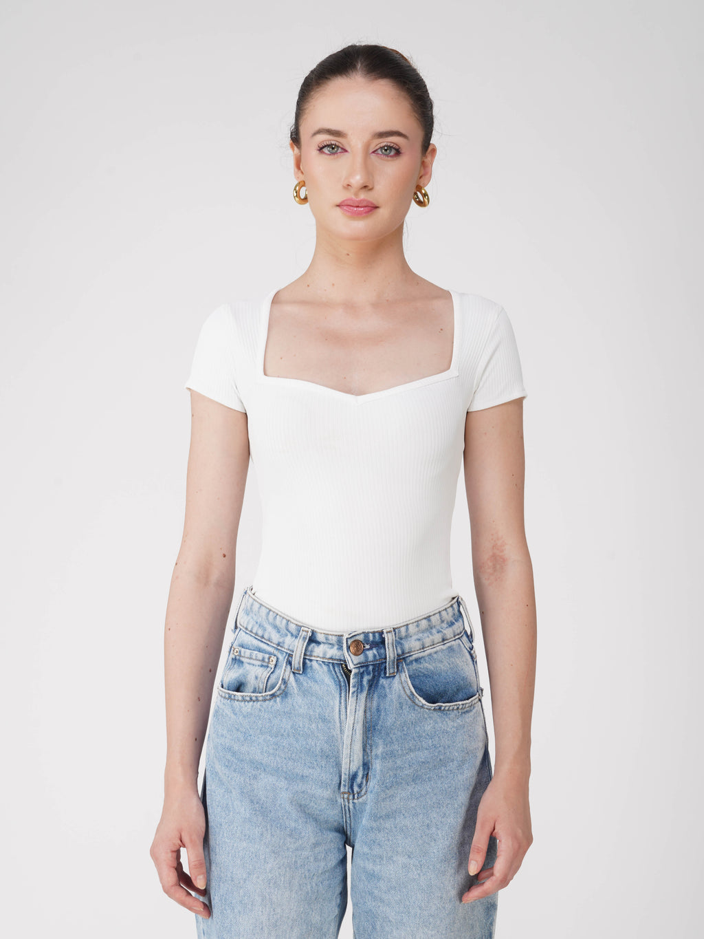 White Sweetheart Neckline Bodysuit - Eden Bodysuit (Dove)