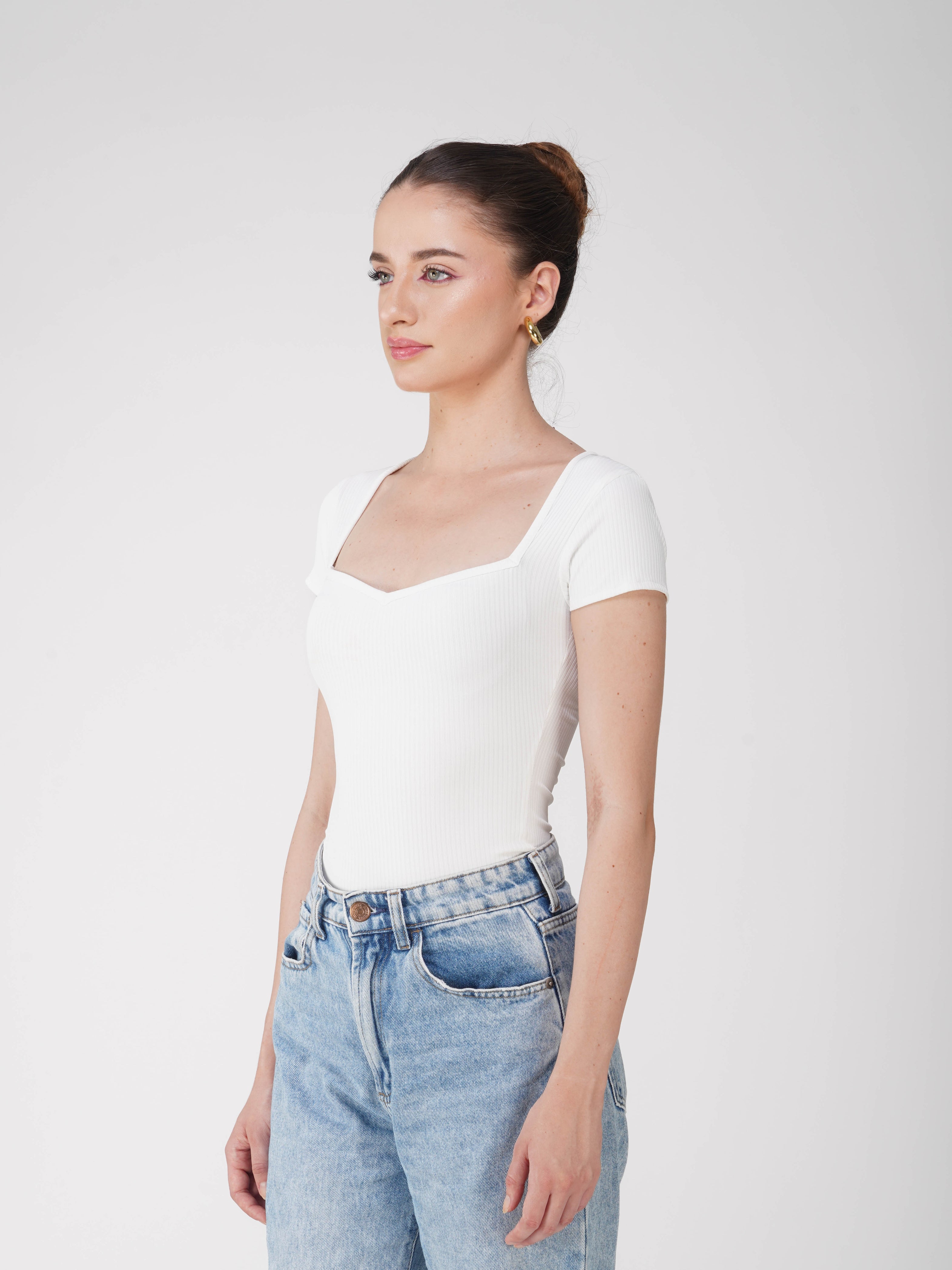 White Sweetheart Neckline Bodysuit - Eden Bodysuit (Dove)
