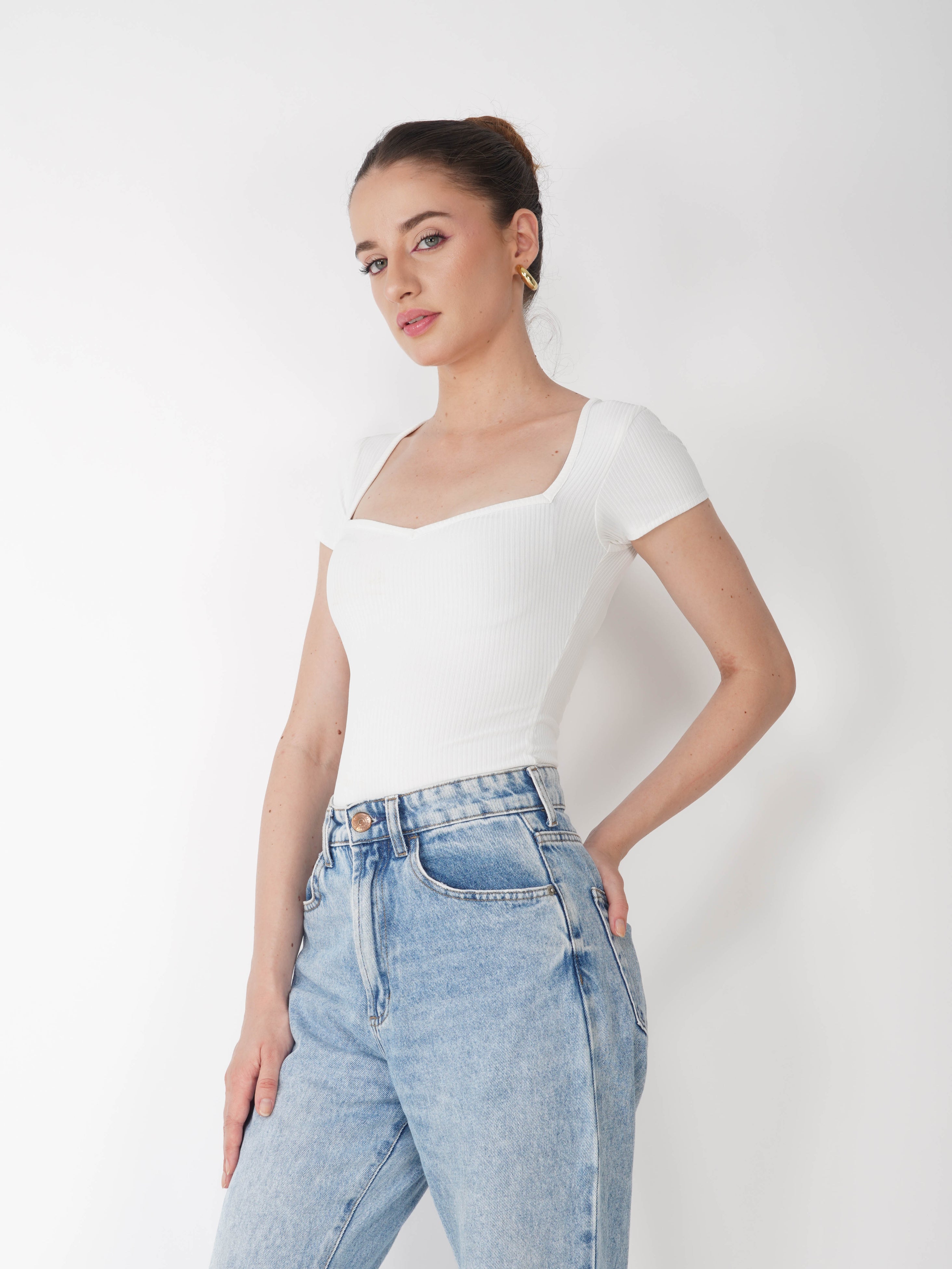 White Sweetheart Neckline Bodysuit - Eden Bodysuit (Dove)