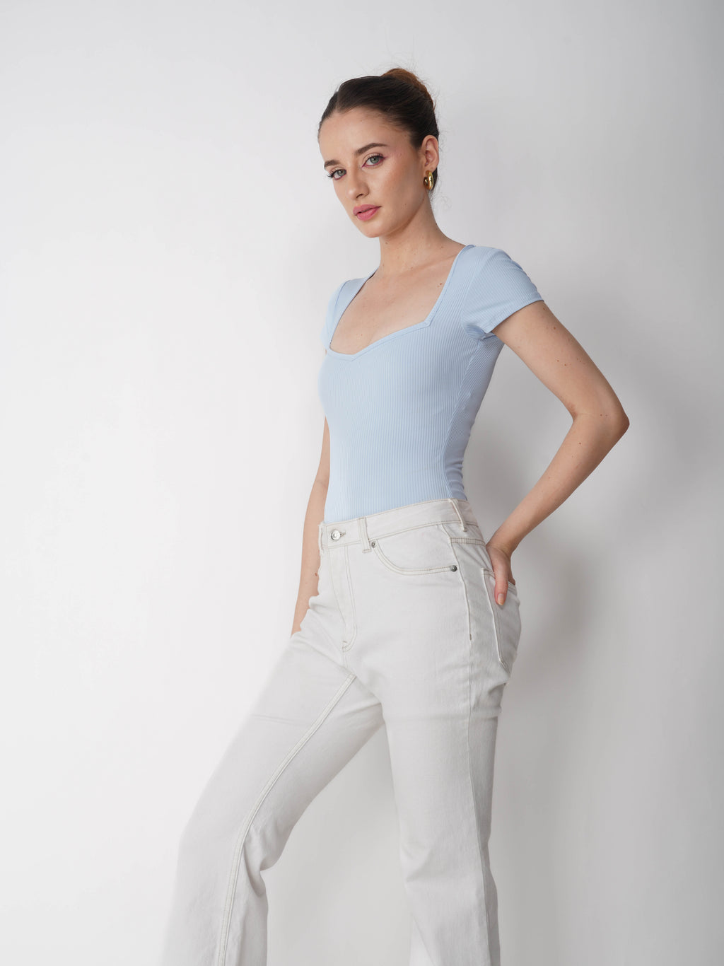 Blue Sweetheart Neckline Bodysuit - Eden Bodysuit (Sky)