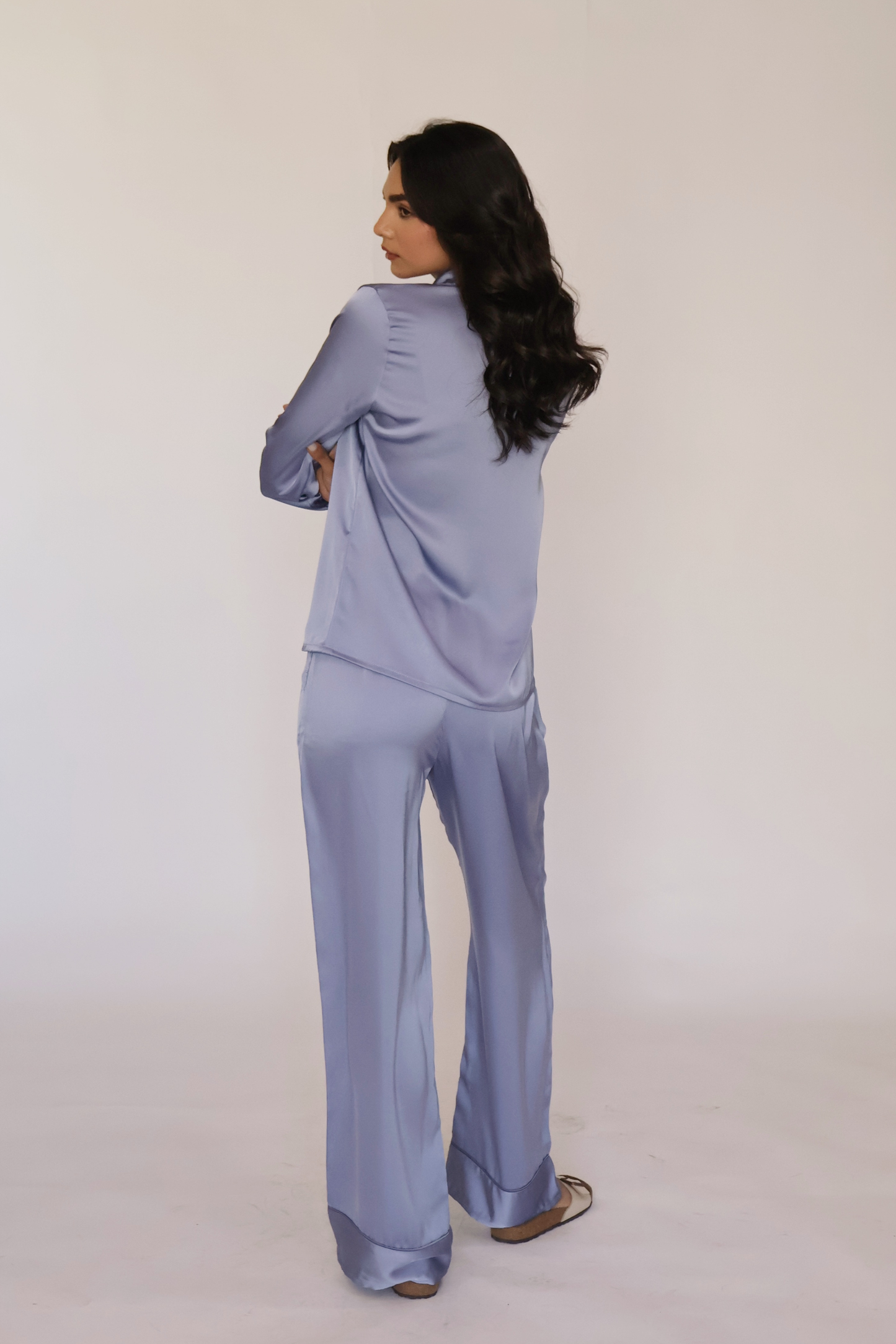 PEARL SILK PJ SET - (Powder blue)