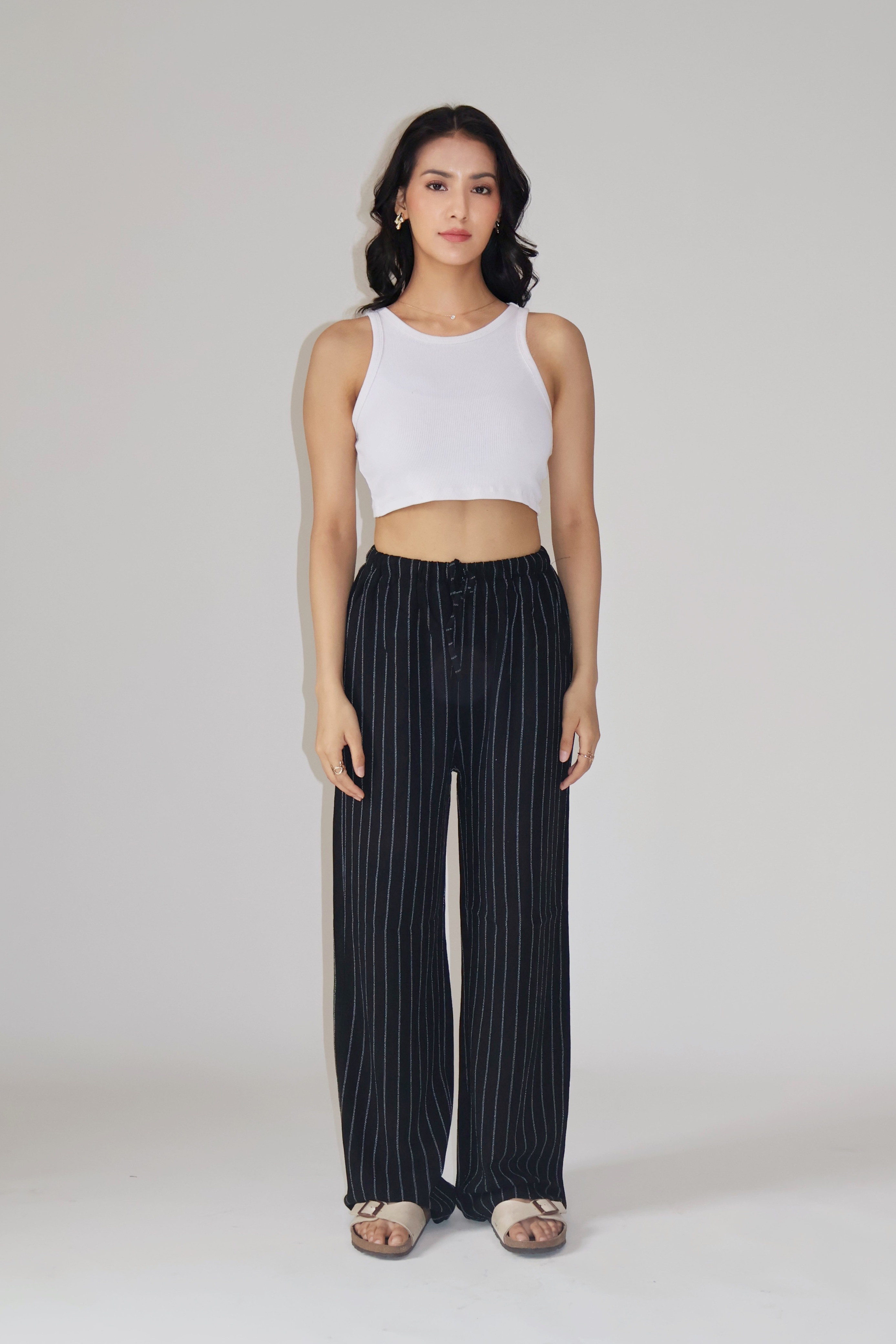 CLAY STRIPED PANTS - (Black)