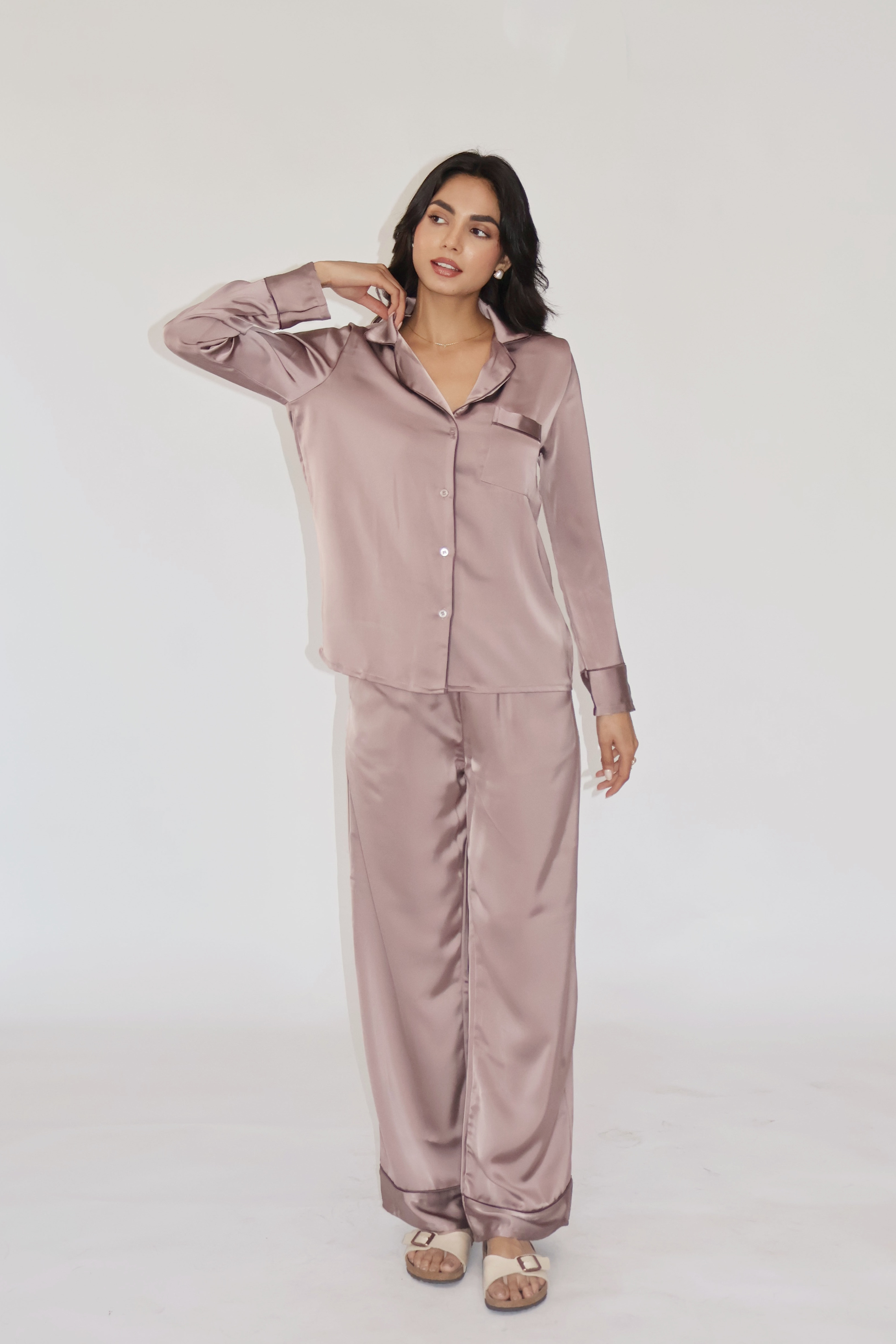 PEARL SILK PJ SET - (Coco)
