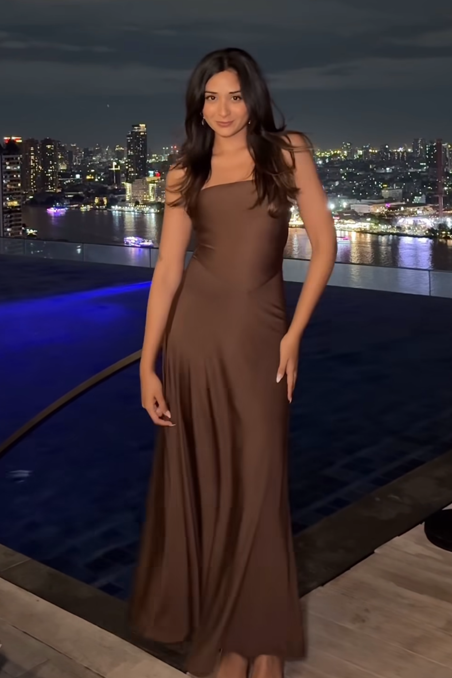 Sheena in Brown Flare Tube Dress - Flow Dress (Coco)