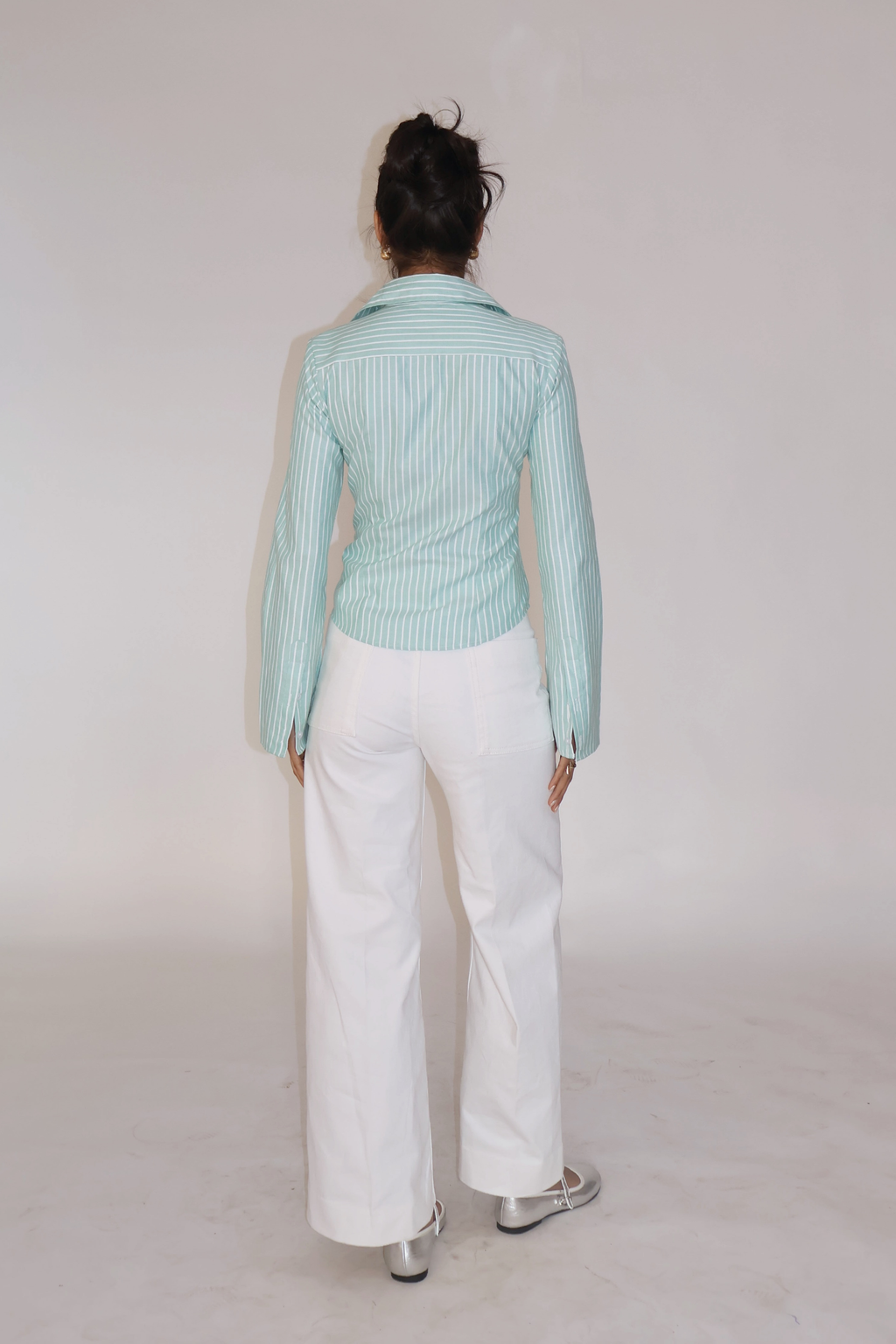 Teal Striped Fitted Shirt – IRIS