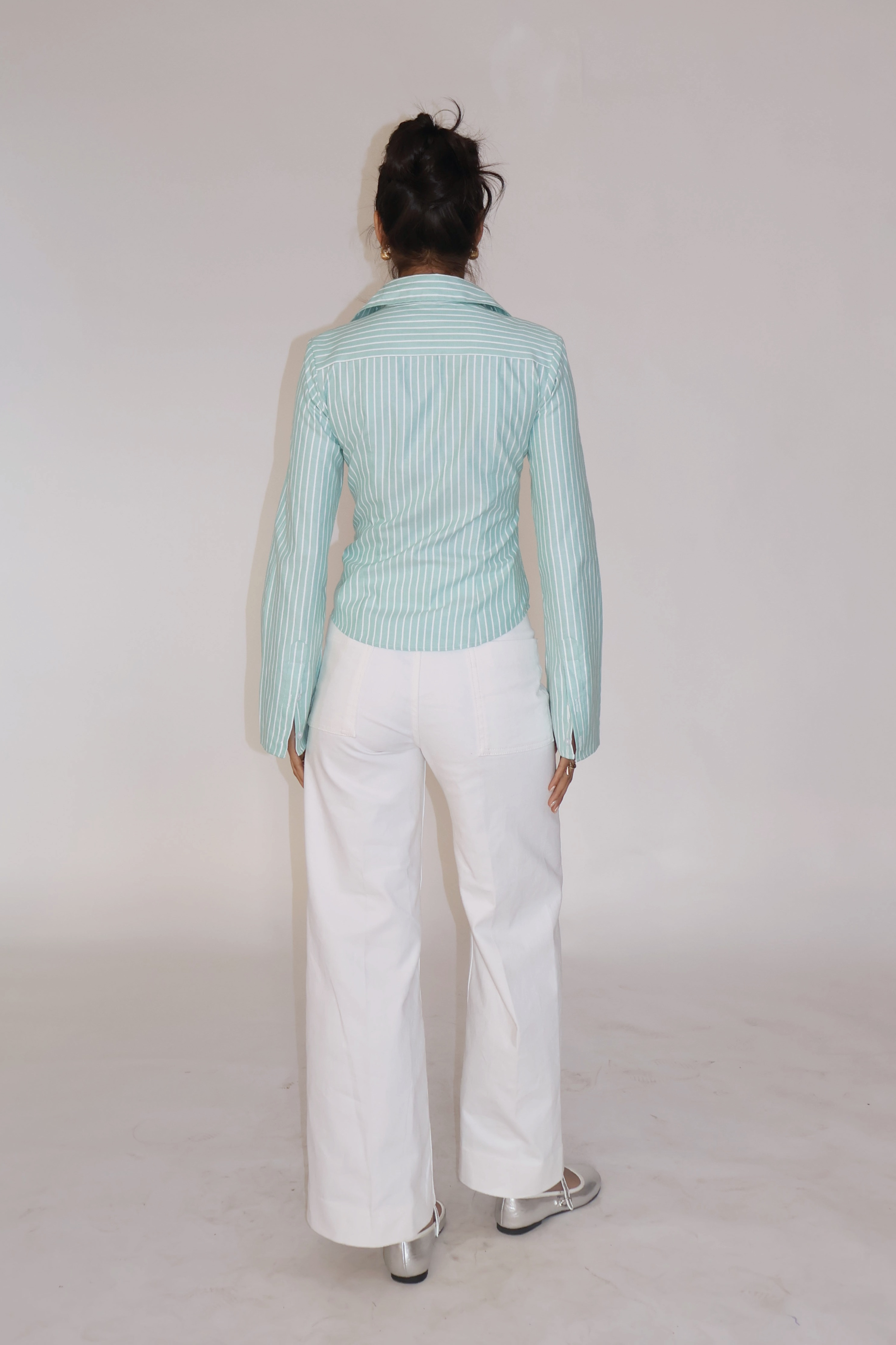 Teal Striped Fitted Shirt – IRIS