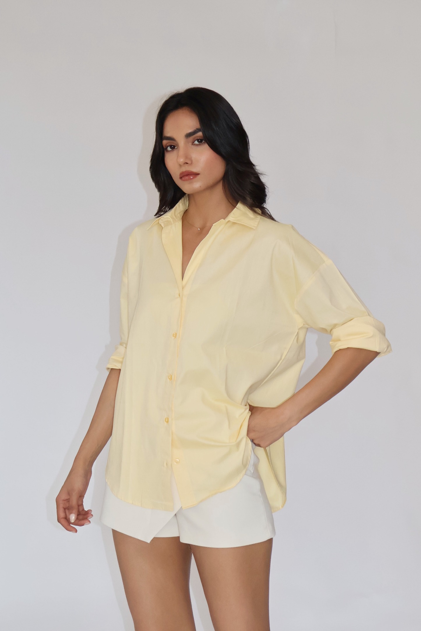 Butter Yellow Solid Oversized Shirt – BREEZE