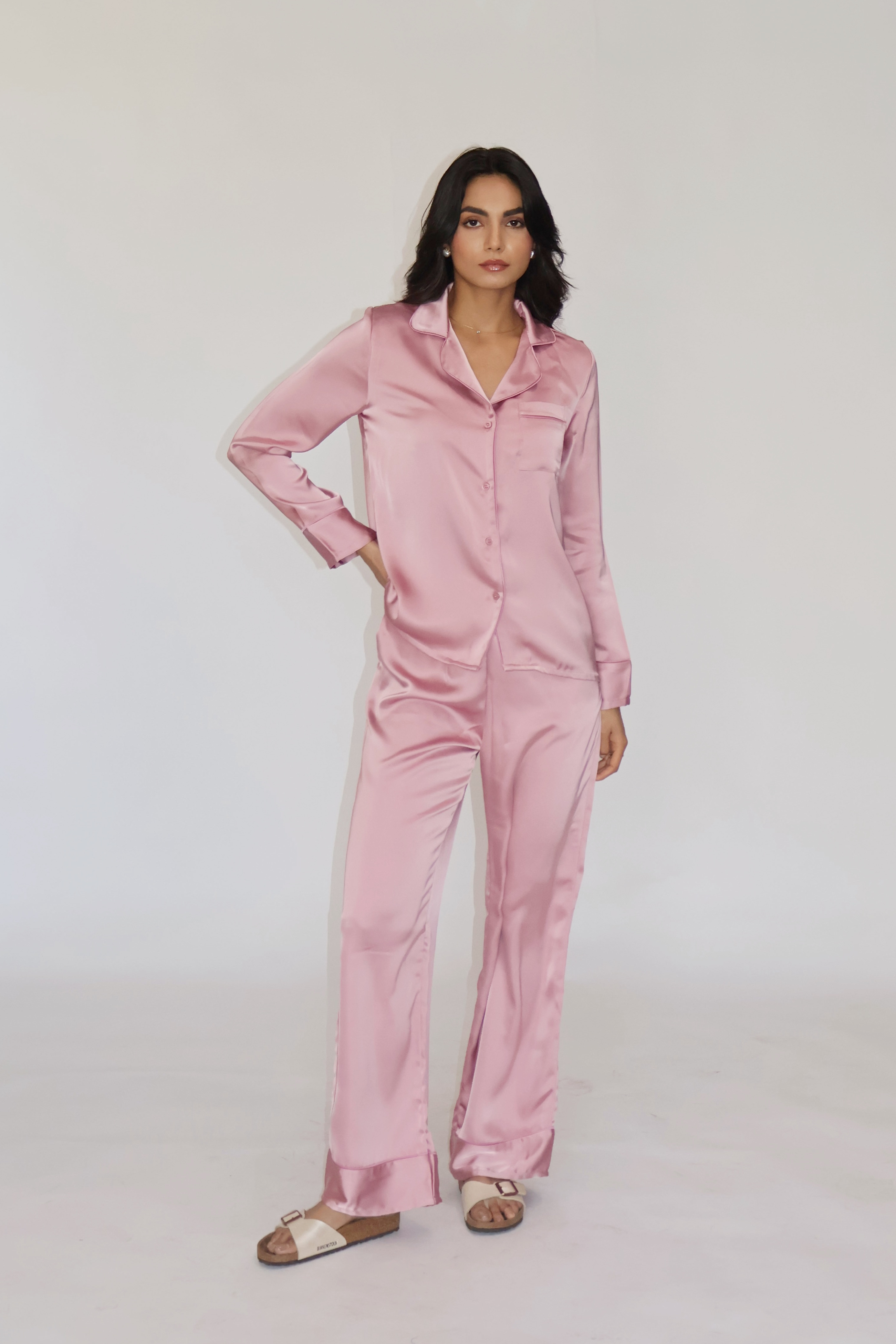 PEARL SILK PJ SET - (Pink)