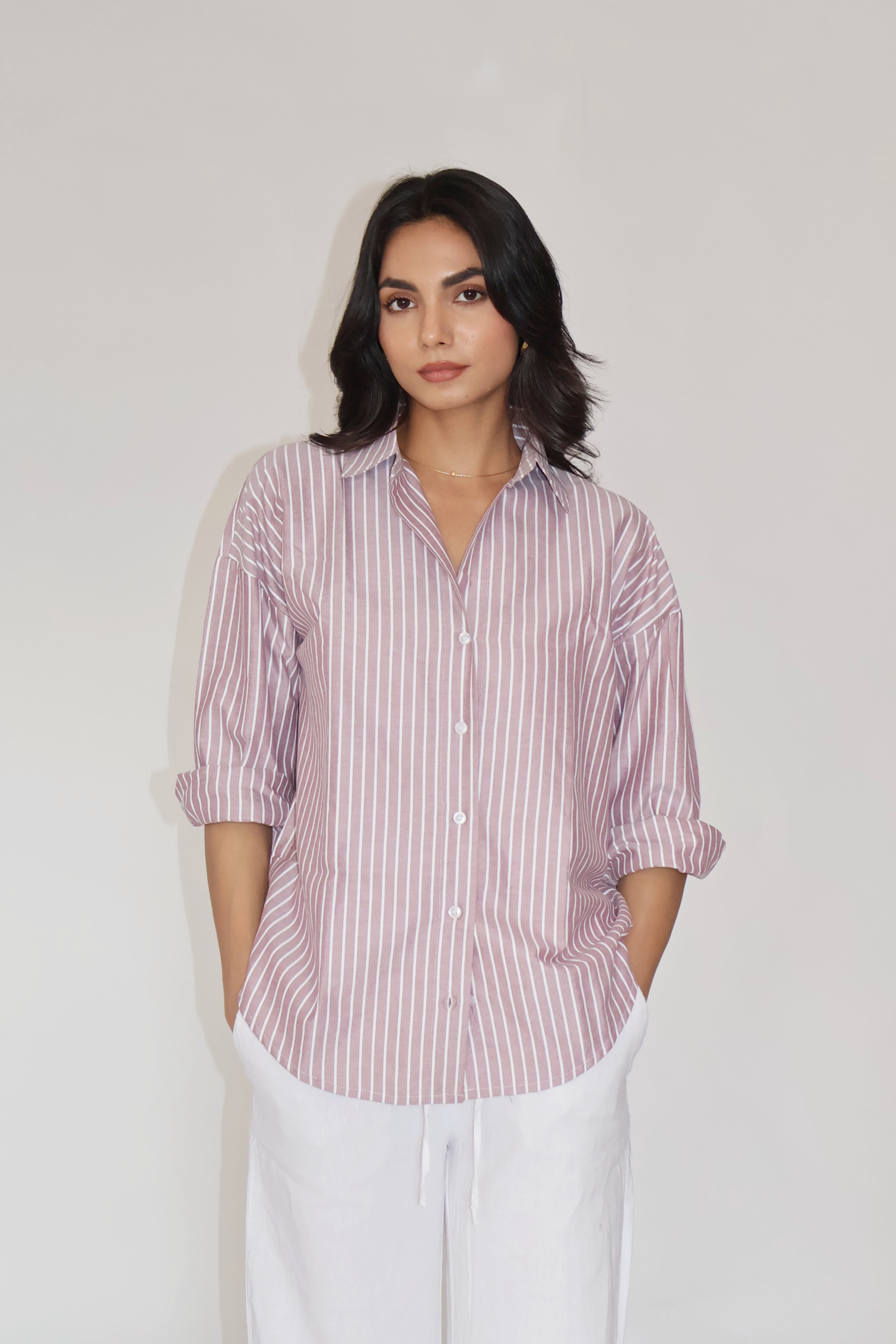 Brown Striped Oversized Shirt – CANVA