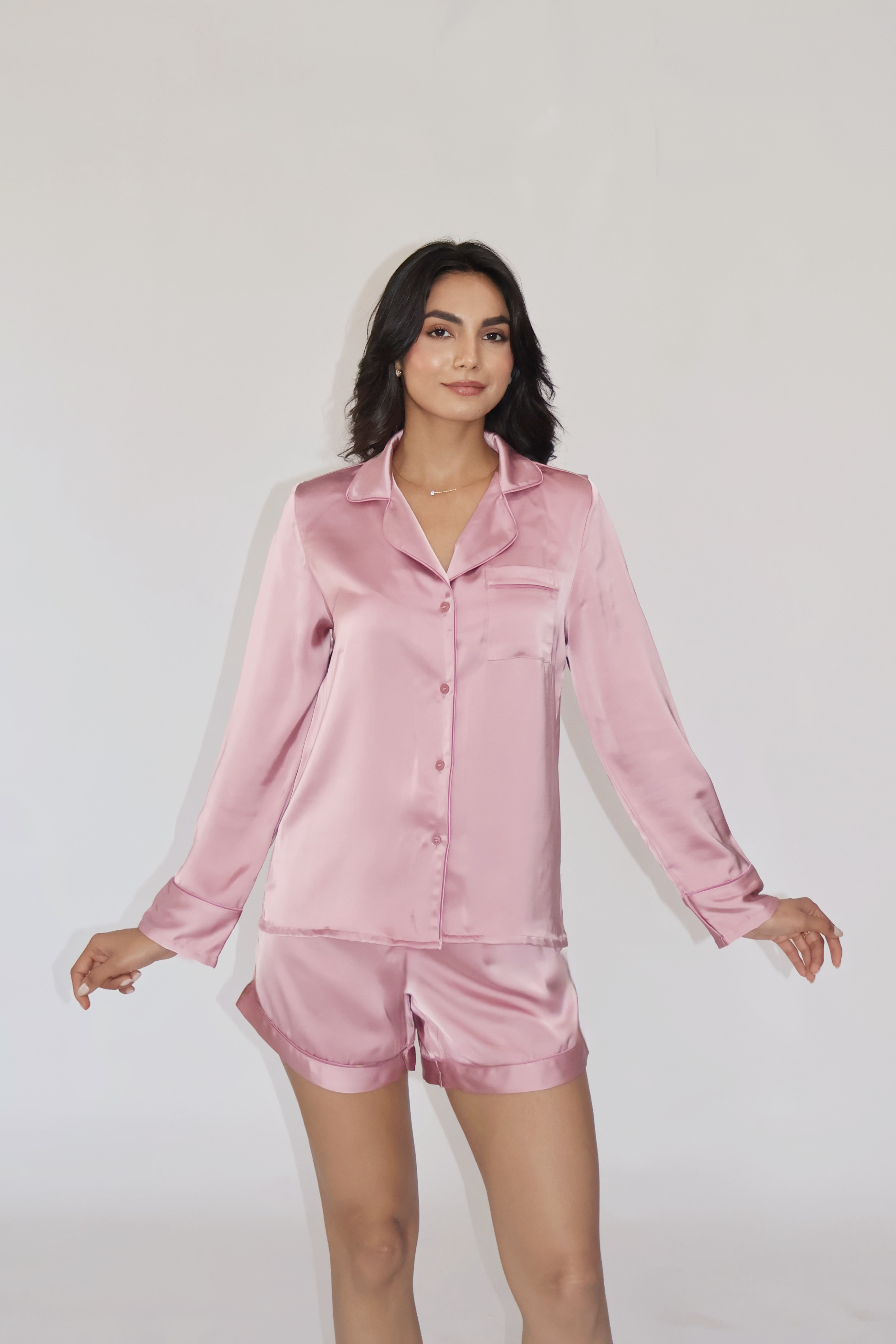 LATTE SILK PJ SET - (Pink)