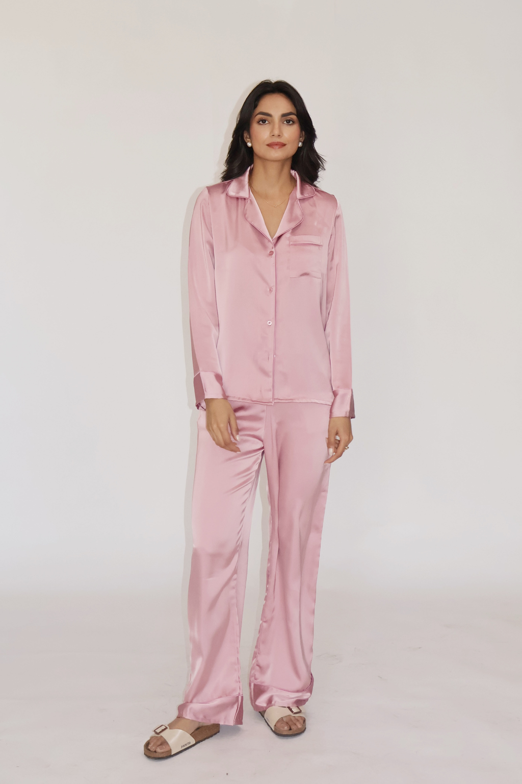 PEARL SILK PJ SET - (Pink)
