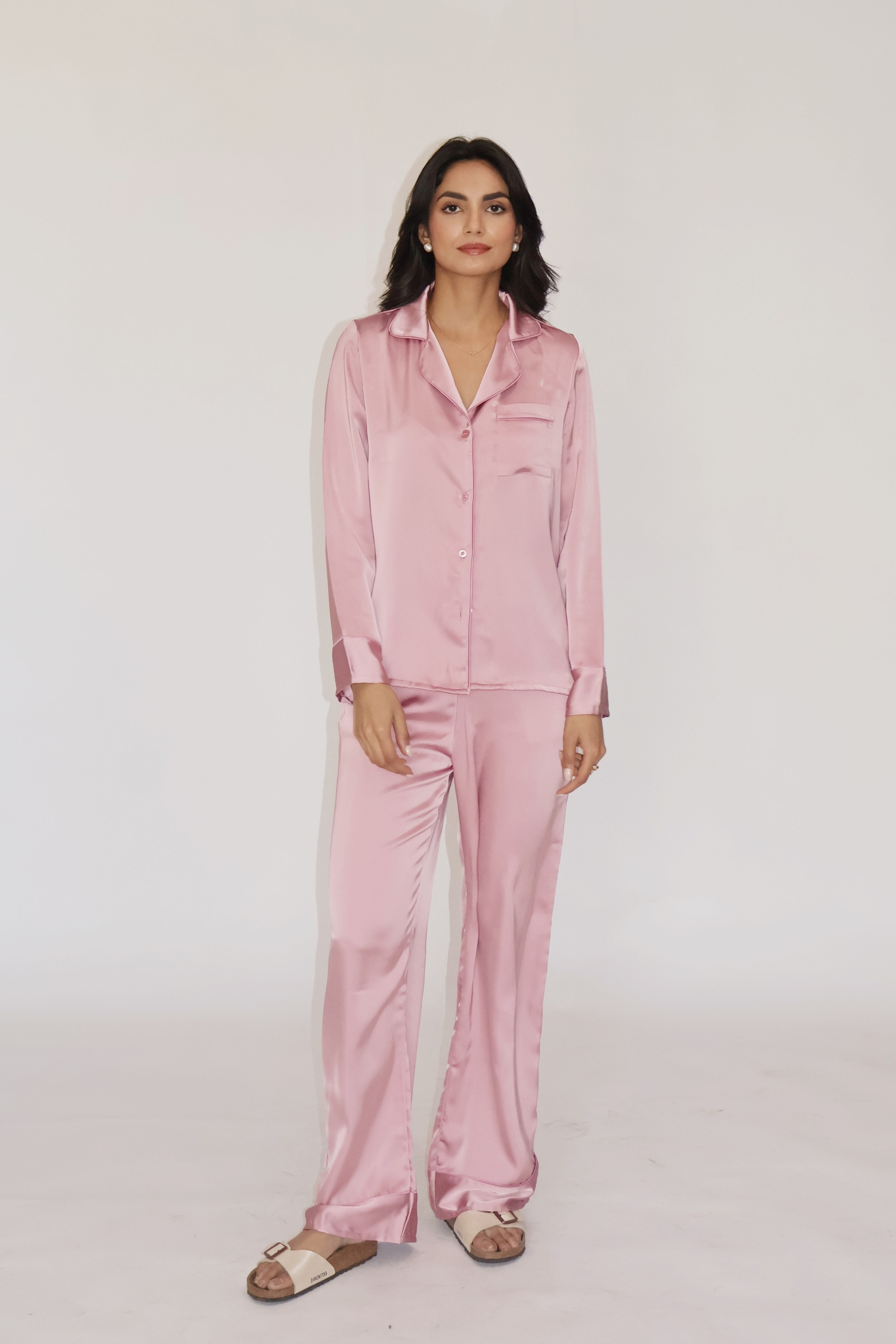 PEARL SILK PJ SET - (Pink)