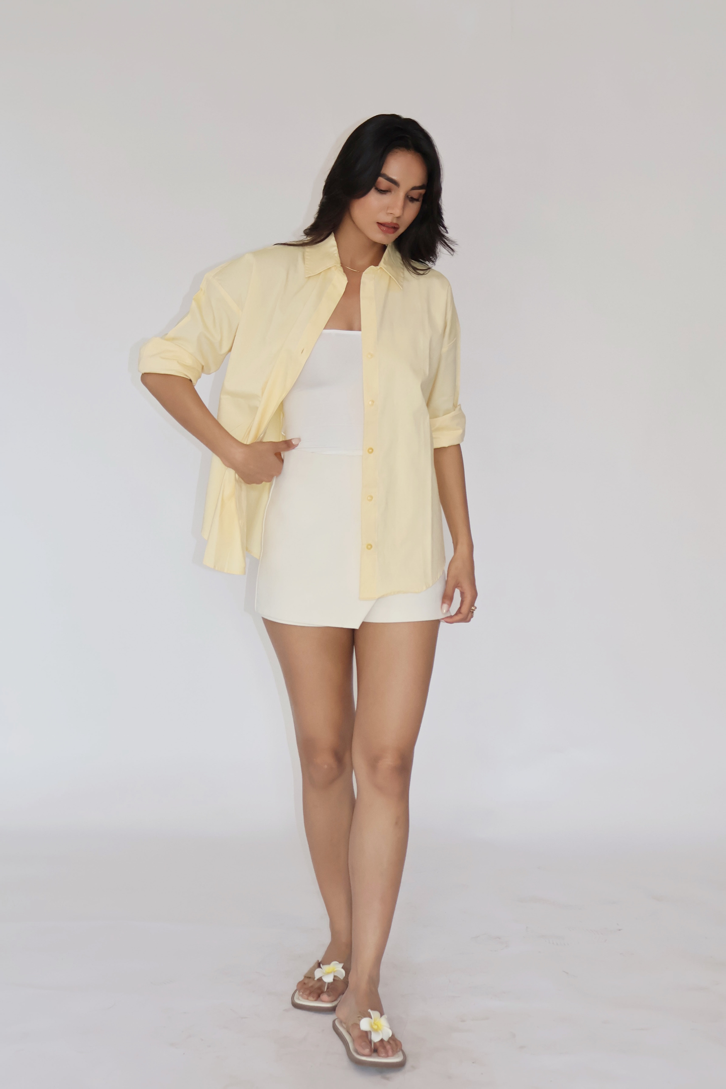 Butter Yellow Solid Oversized Shirt – BREEZE
