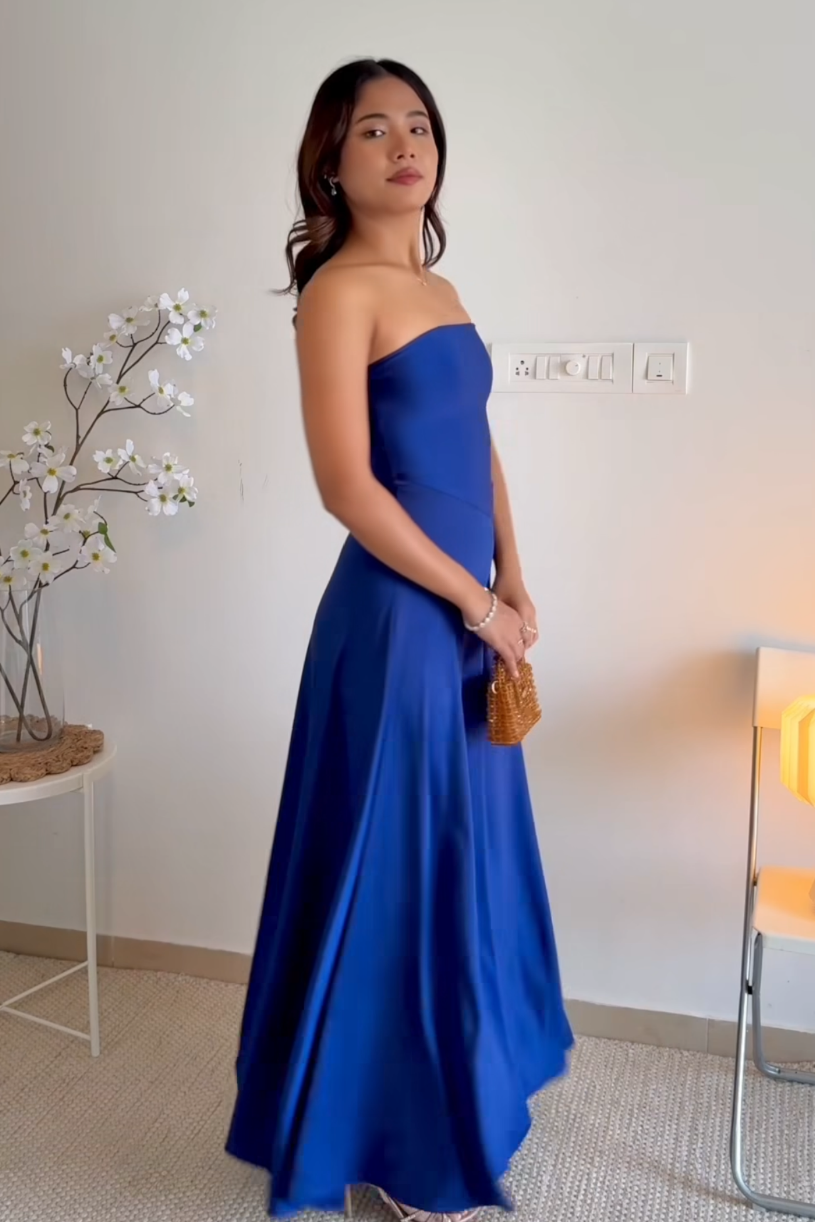 Unnati in Blue Flare Tube Dress - Flow Dress (Navy)