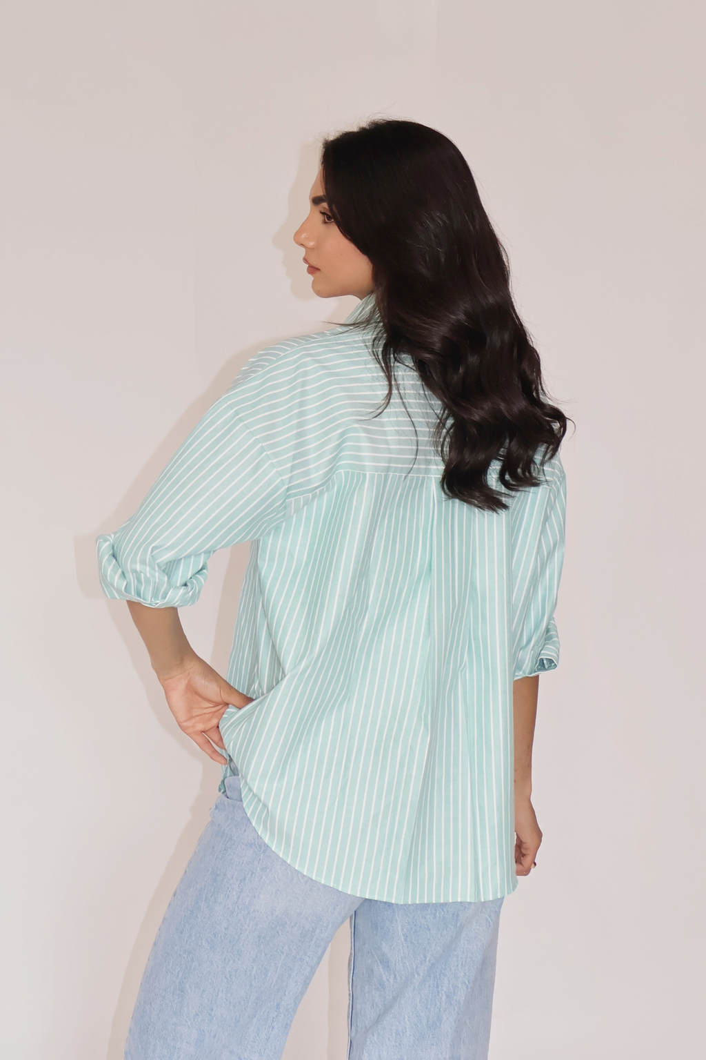 Teal Striped Oversized Shirt – CANVA