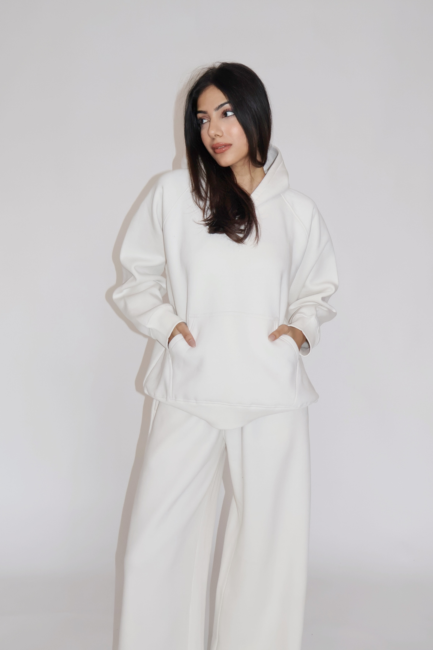 HOODIE CO-ORD SET - (White)