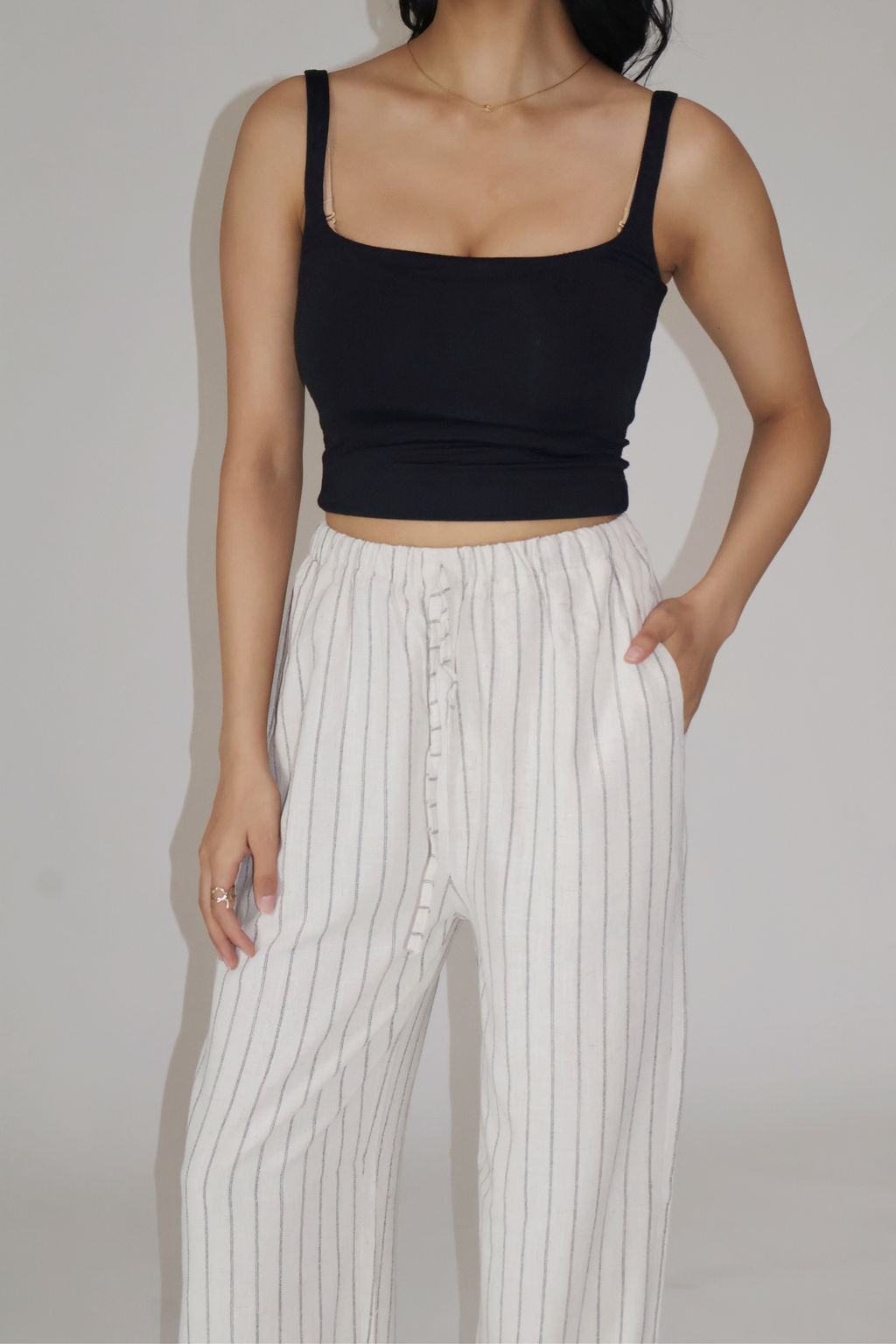 CLAY STRIPED PANTS - (Off white)
