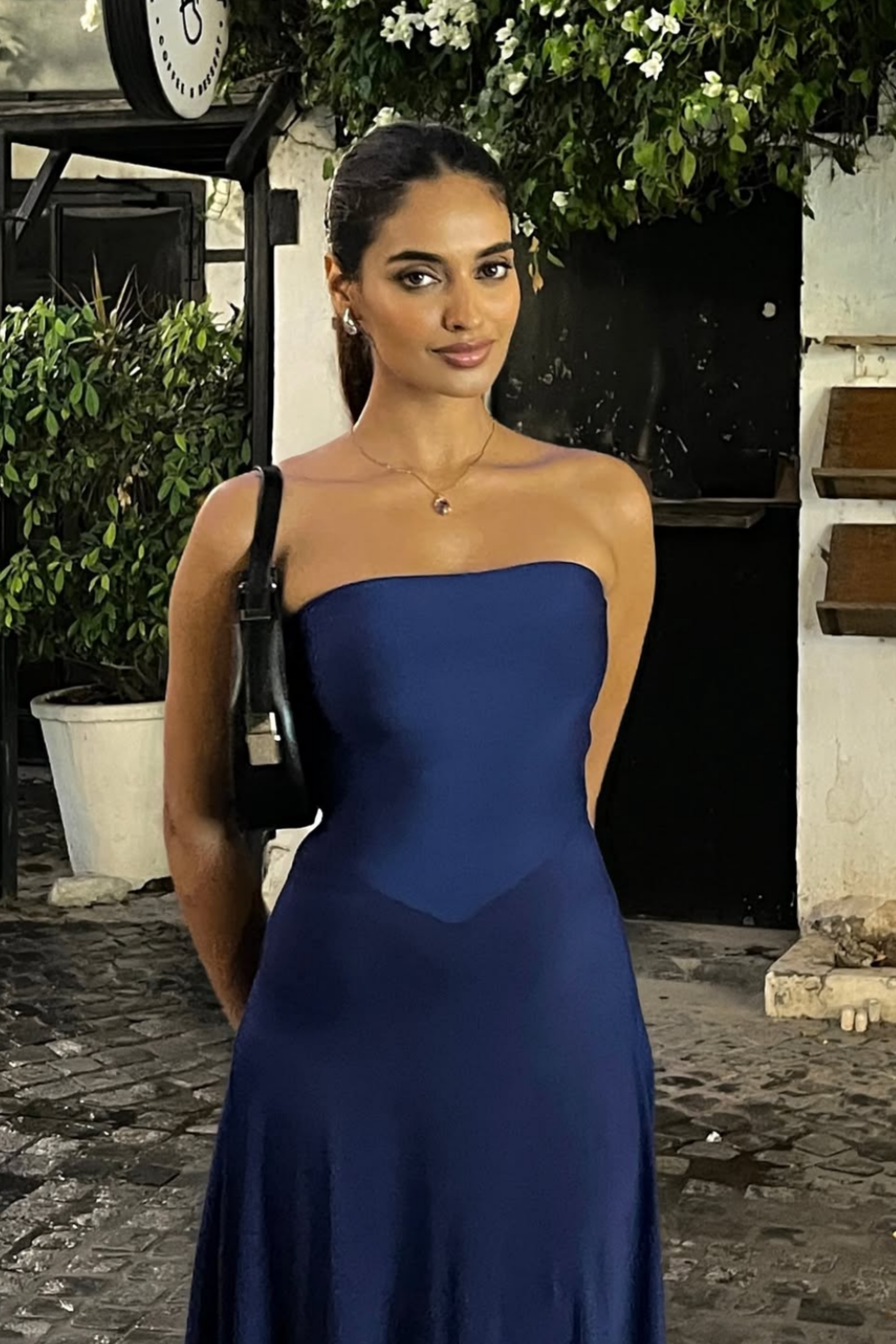 Unnati in Blue Flare Tube Dress - Flow Dress (Navy)