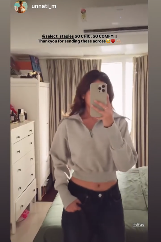 Unnati in Grey Full Sleeve Cropped Zipper Top - Cropped Zipper (Slate)