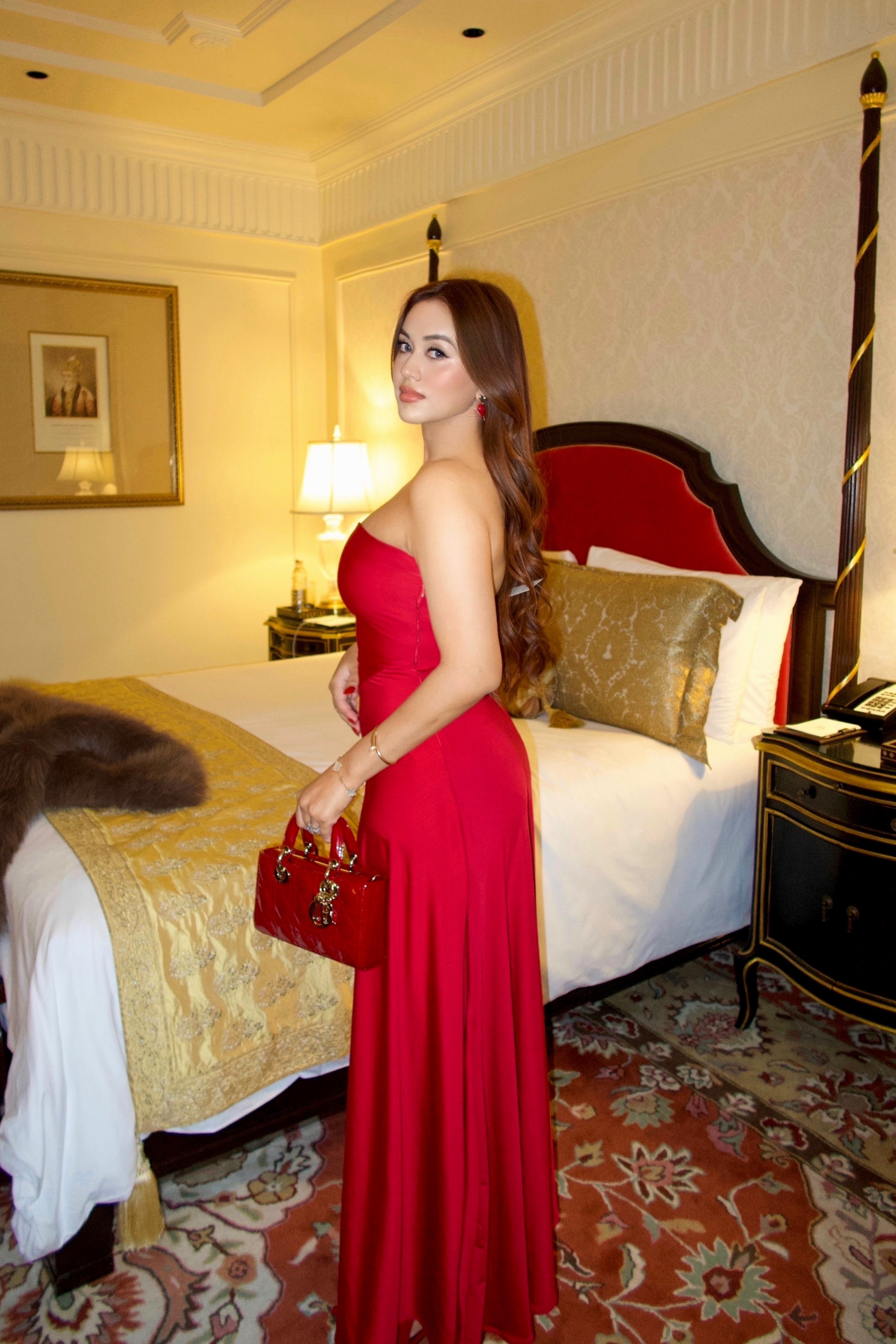 Harshita Chhabra in Red Flare Tube Dress - Flow Dress (Cherry)