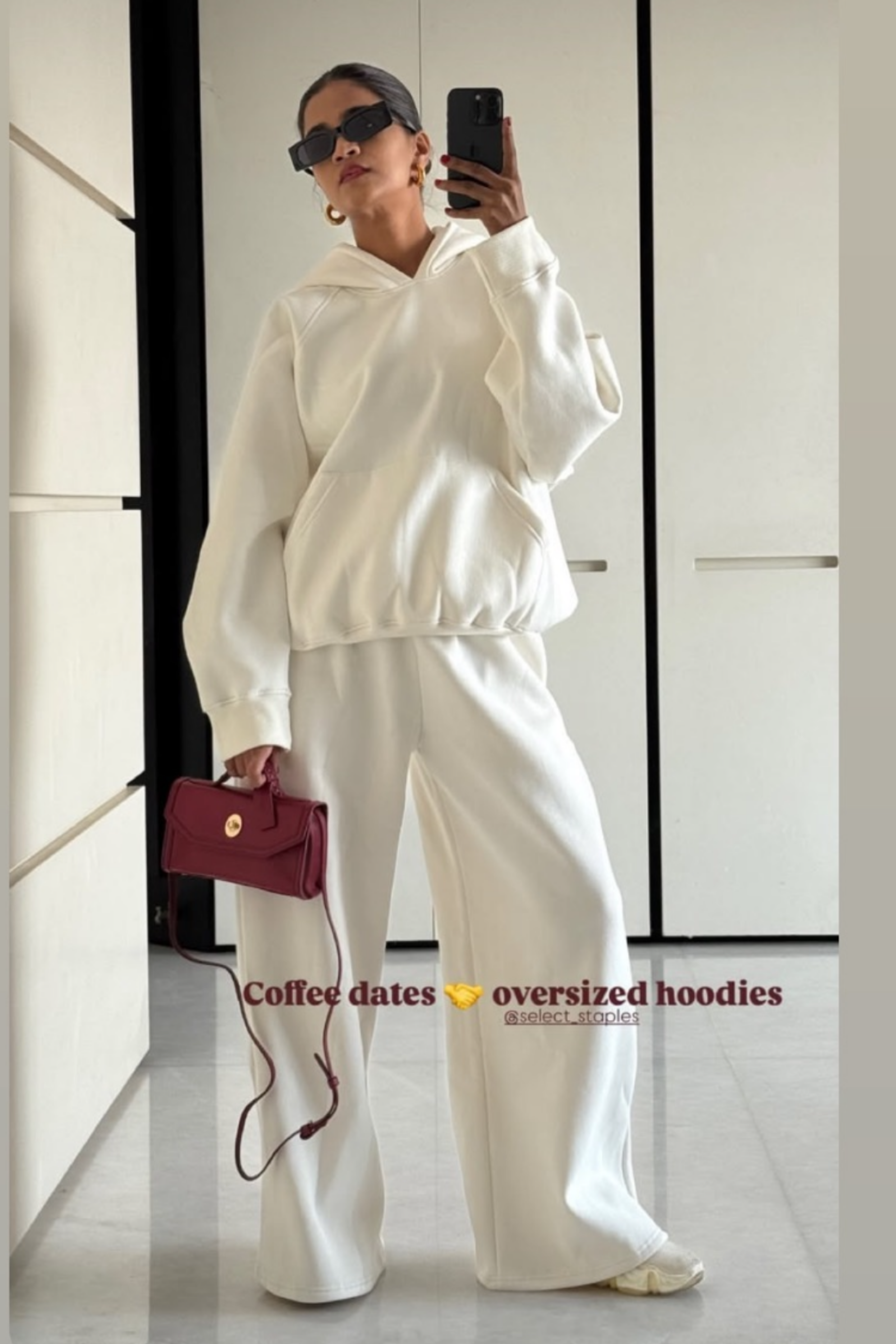 Sonal in White Truly Oversized HOODIE