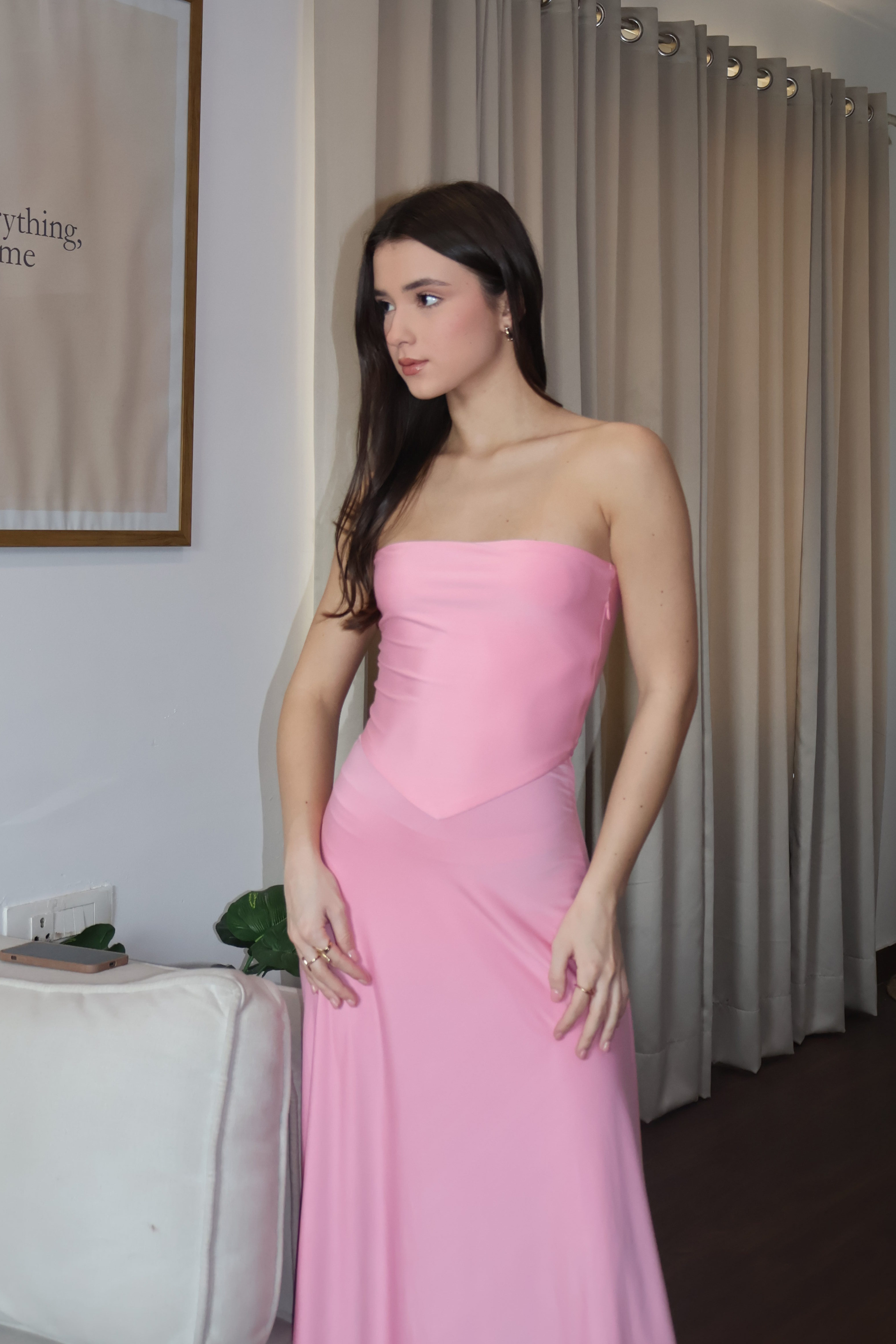 Angie in Pink Flare Tube Dress - Flow Dress (Flamingo)