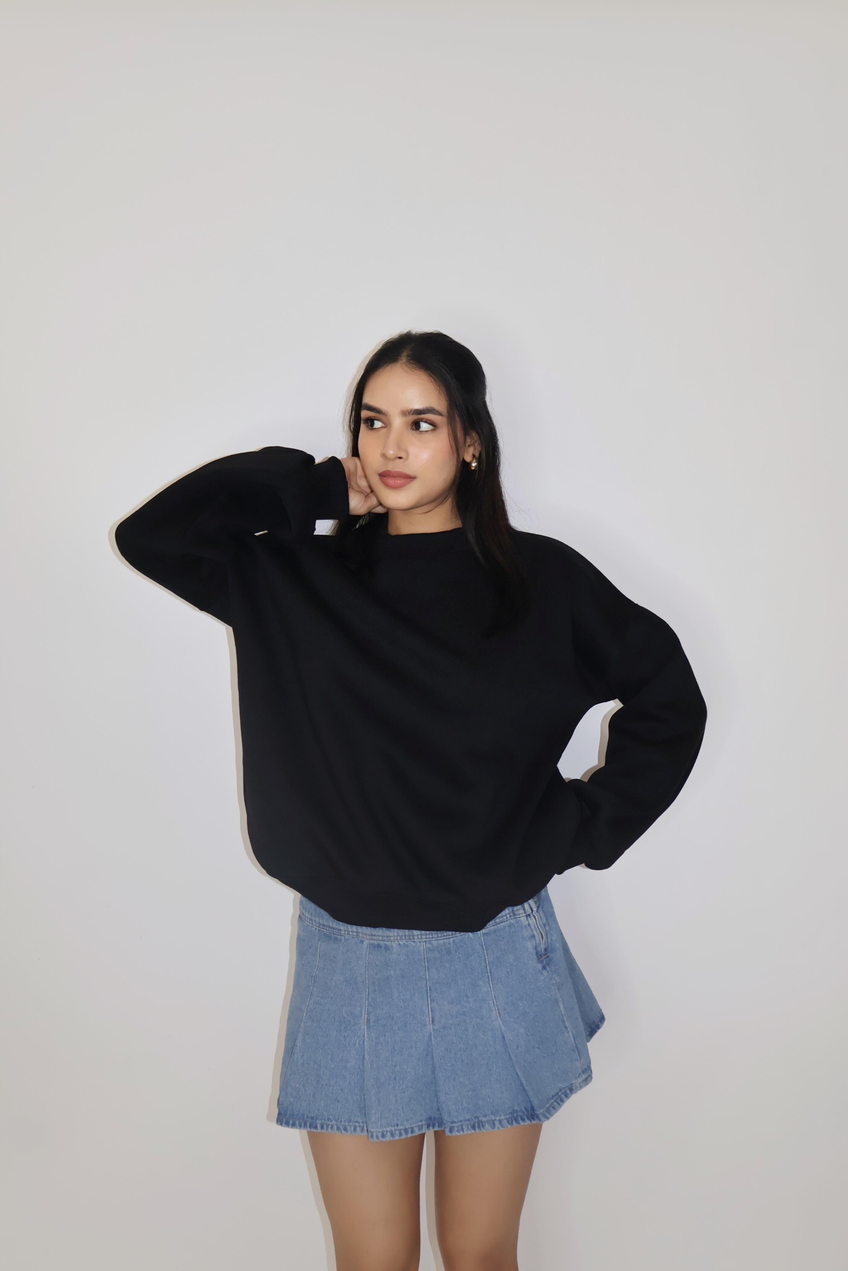 Black Crewneck Sweatshirt - Butter Soft Crewneck (Onyx)